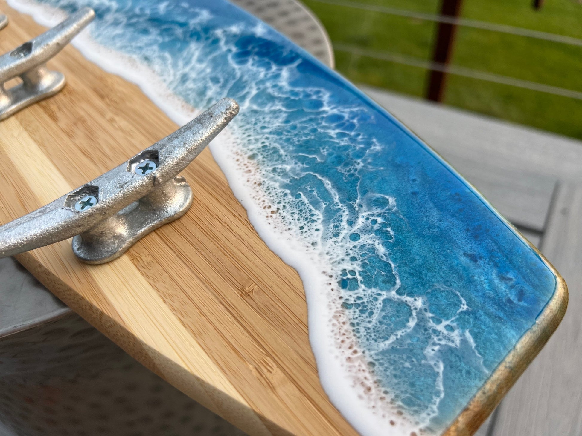 Ocean Waves Resin Surfboard coat or towel hanger