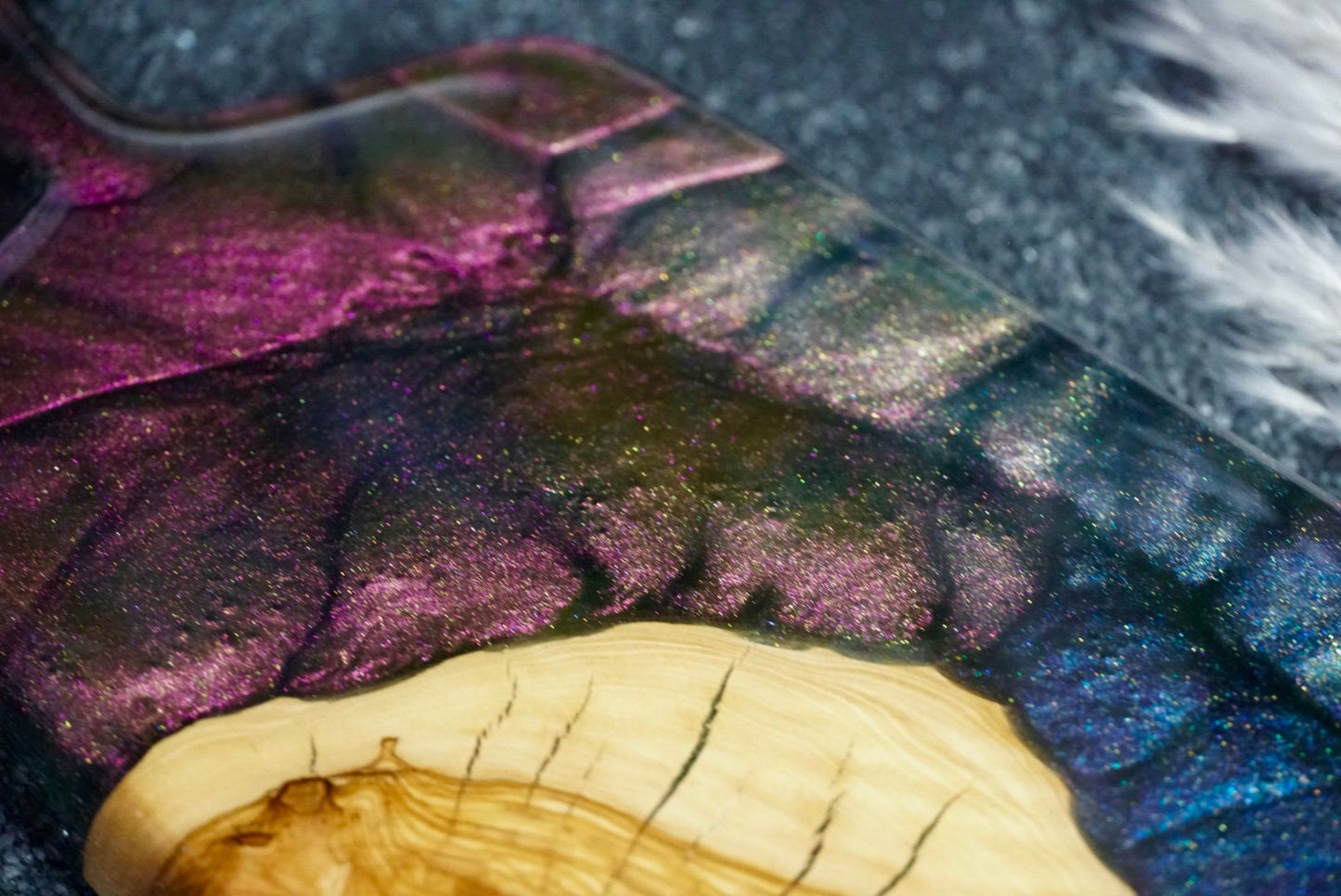 Color shifting Olive wood Charcuterie Board, Serving Board