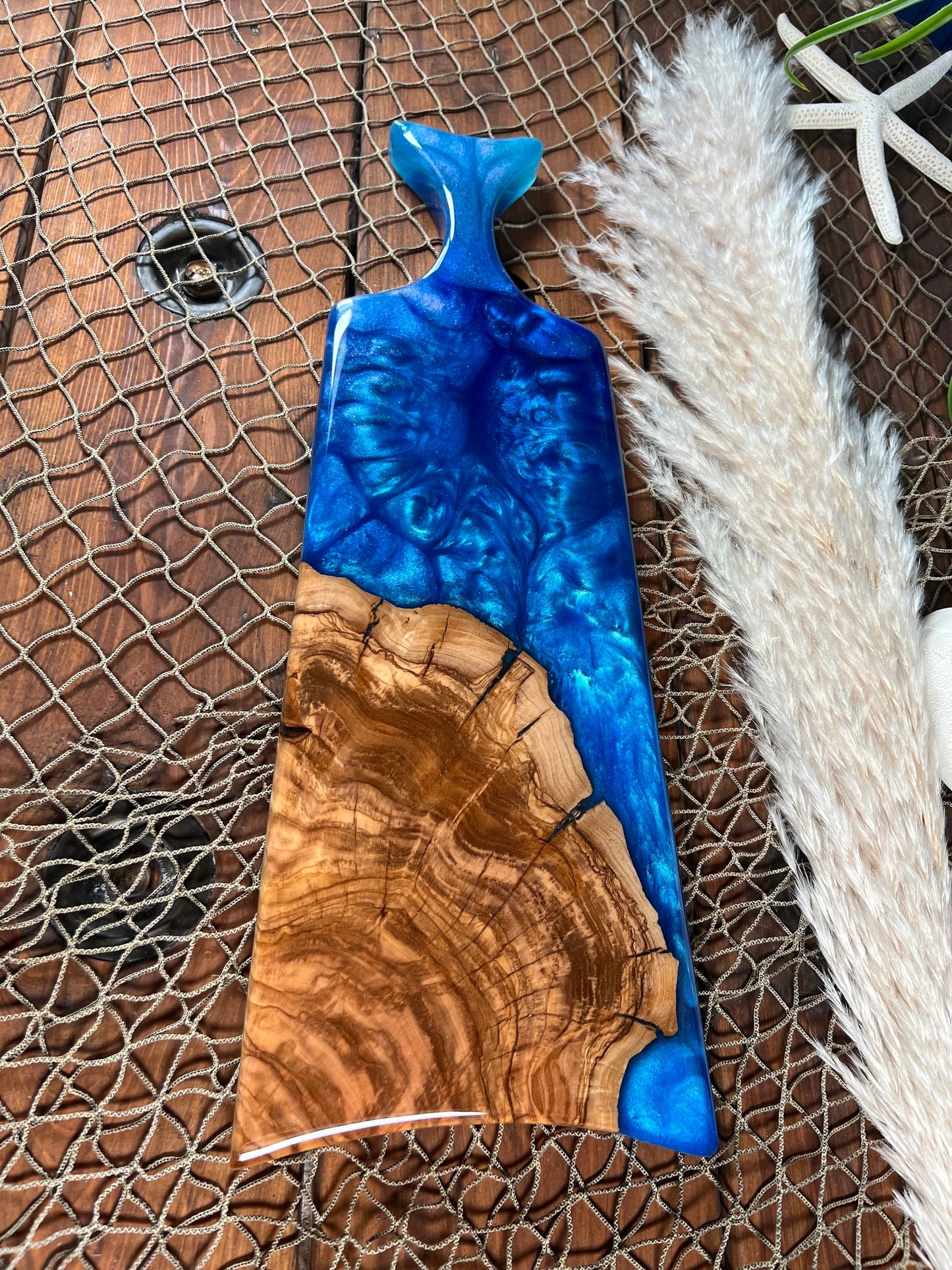 Blue Color shifting Olive wood Charcuterie Board, Serving Board