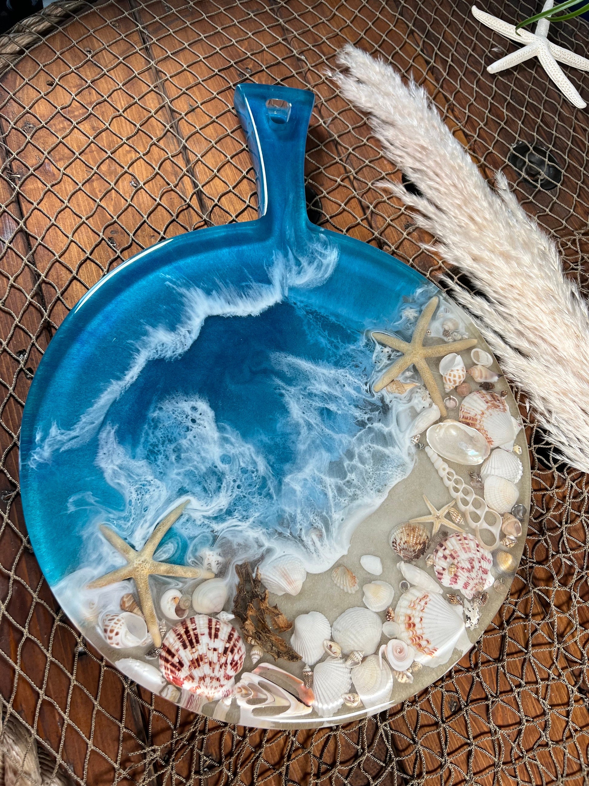 Tropical Ocean with Sea Shells Charcuterie Board/Serving Platter