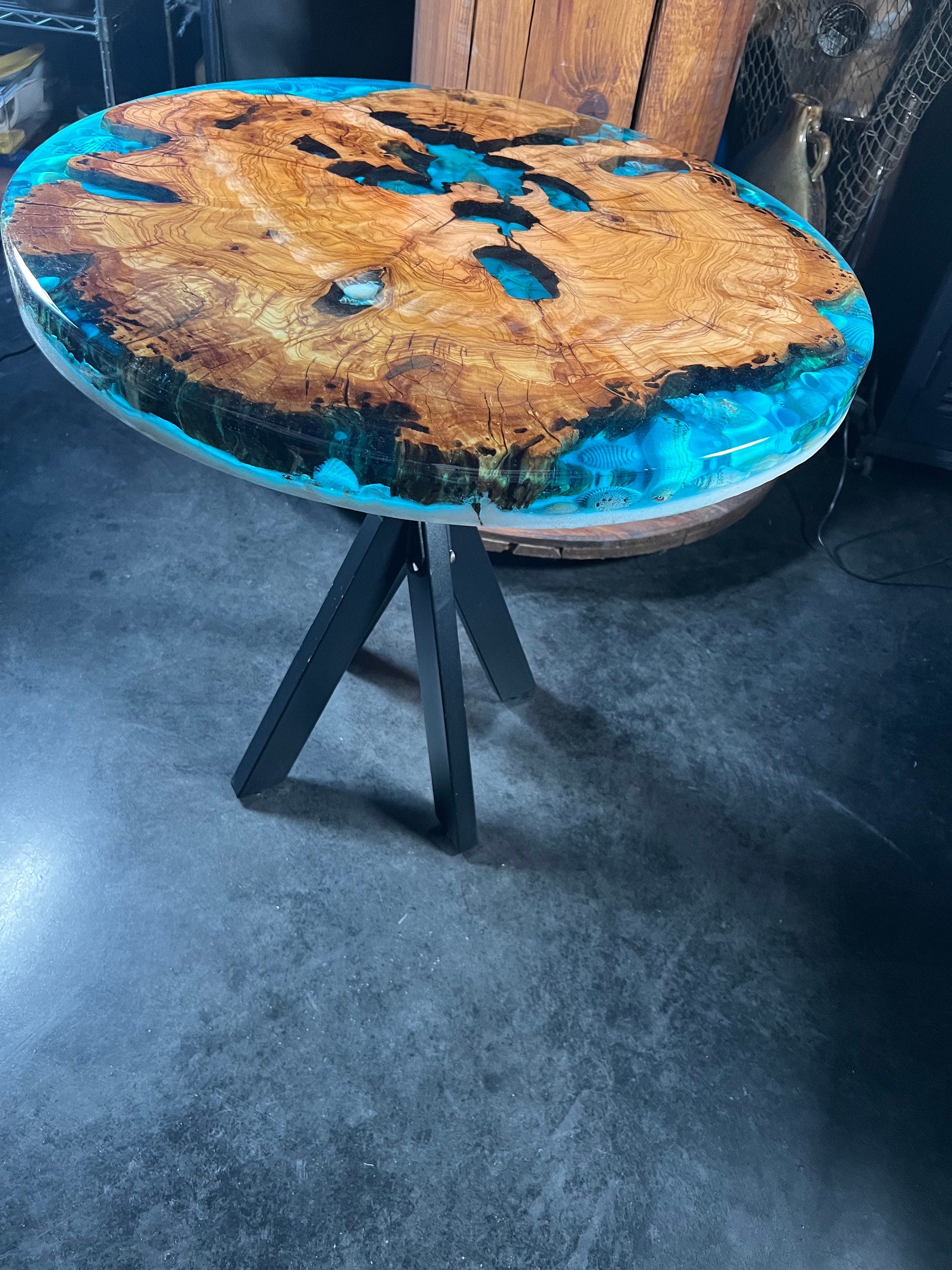 Shell epoxy table sale