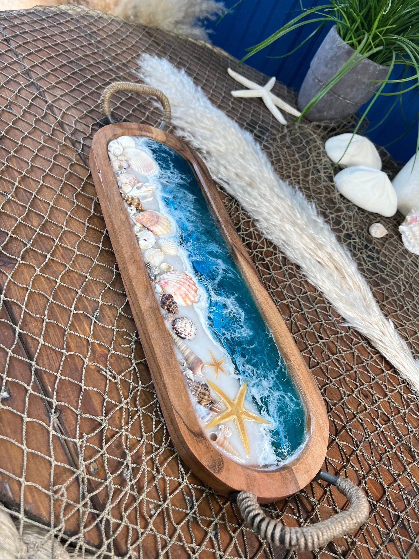 Sea Shell Ocean Waves Tray/Platter, Trinket or Jewelry Tray