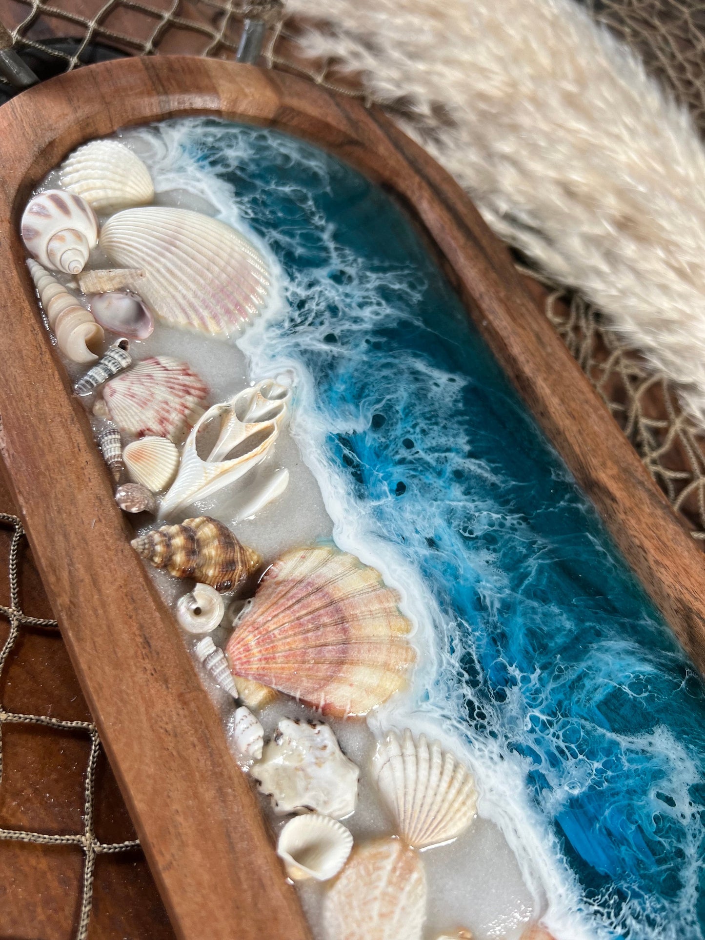 Sea Shell Ocean Waves Tray/Platter, Trinket or Jewelry Tray