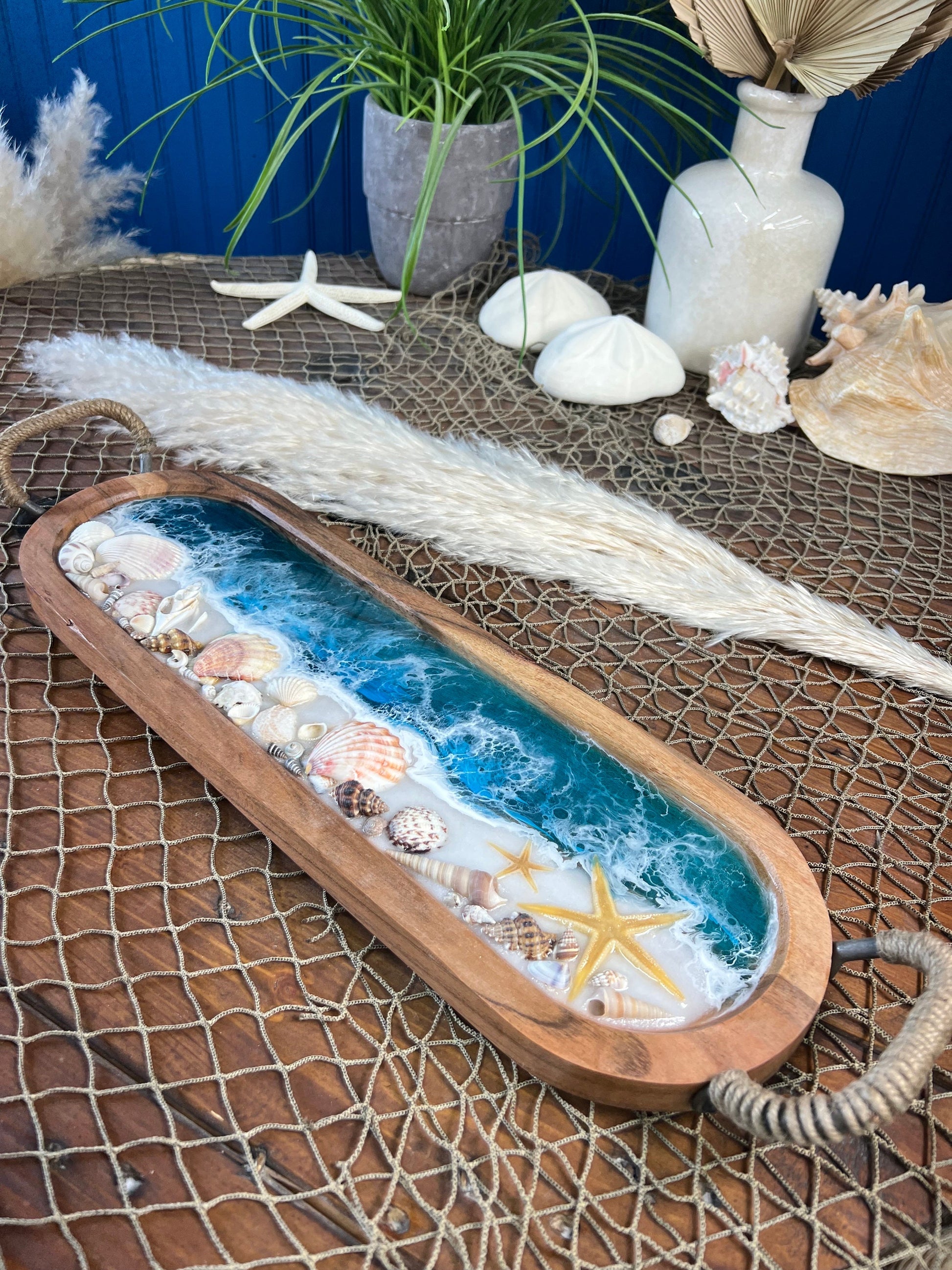 Sea Shell Ocean Waves Tray/Platter, Trinket or Jewelry Tray