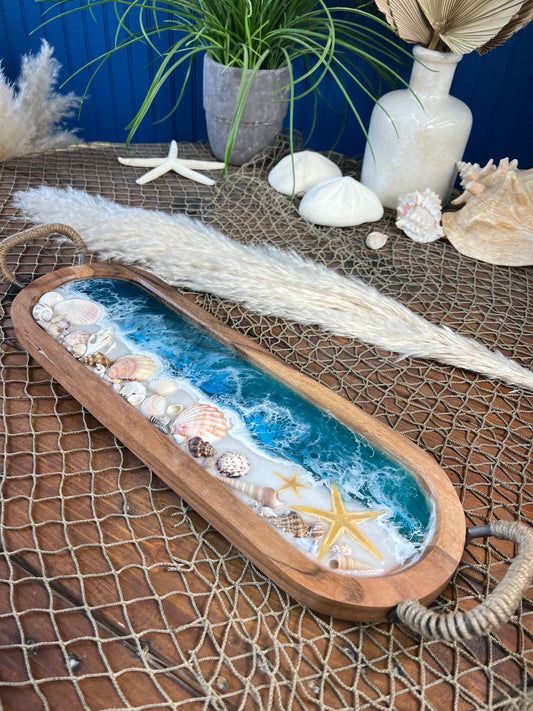 Sea Shell Ocean Waves Tray/Platter, Trinket or Jewelry Tray