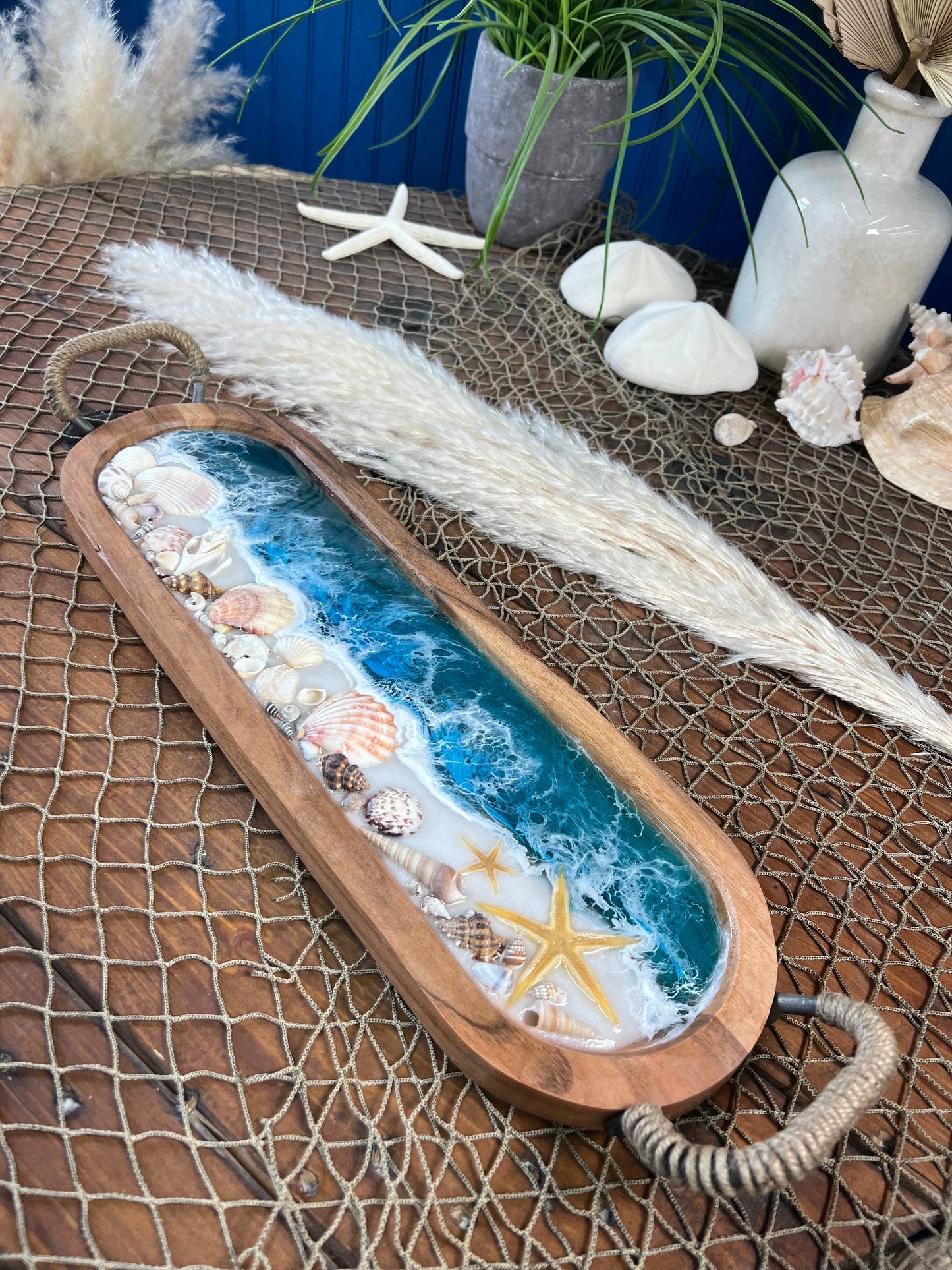 Sea Shell Ocean Waves Tray/Platter, Trinket or Jewelry Tray