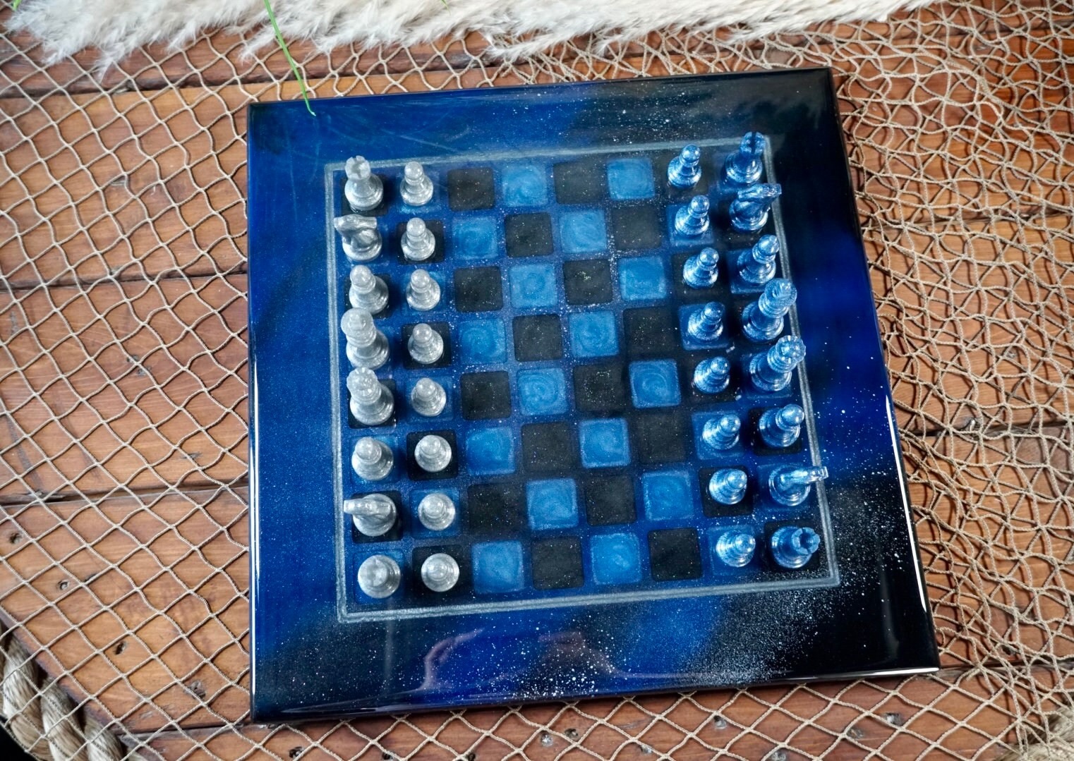 Chess set with Galaxy theme board