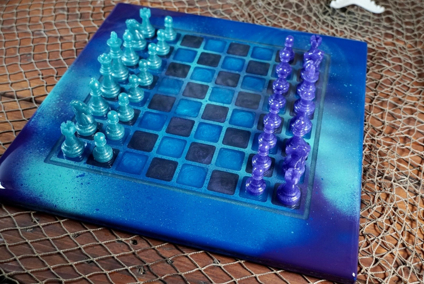 Chess set with Graffiti theme board