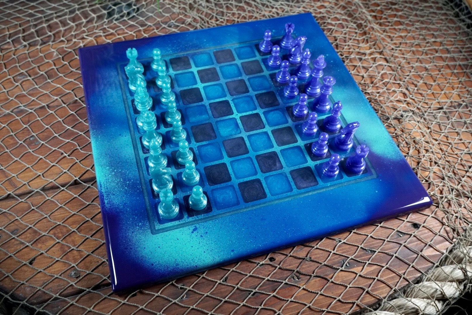 Chess set with Graffiti theme board