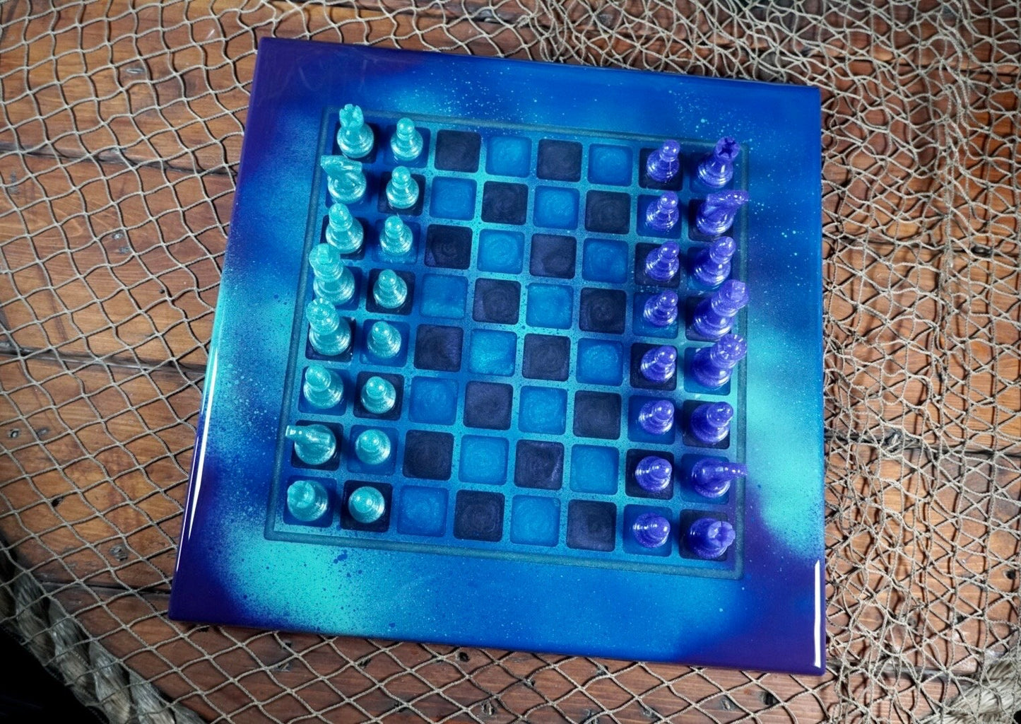 Chess set with Graffiti theme board