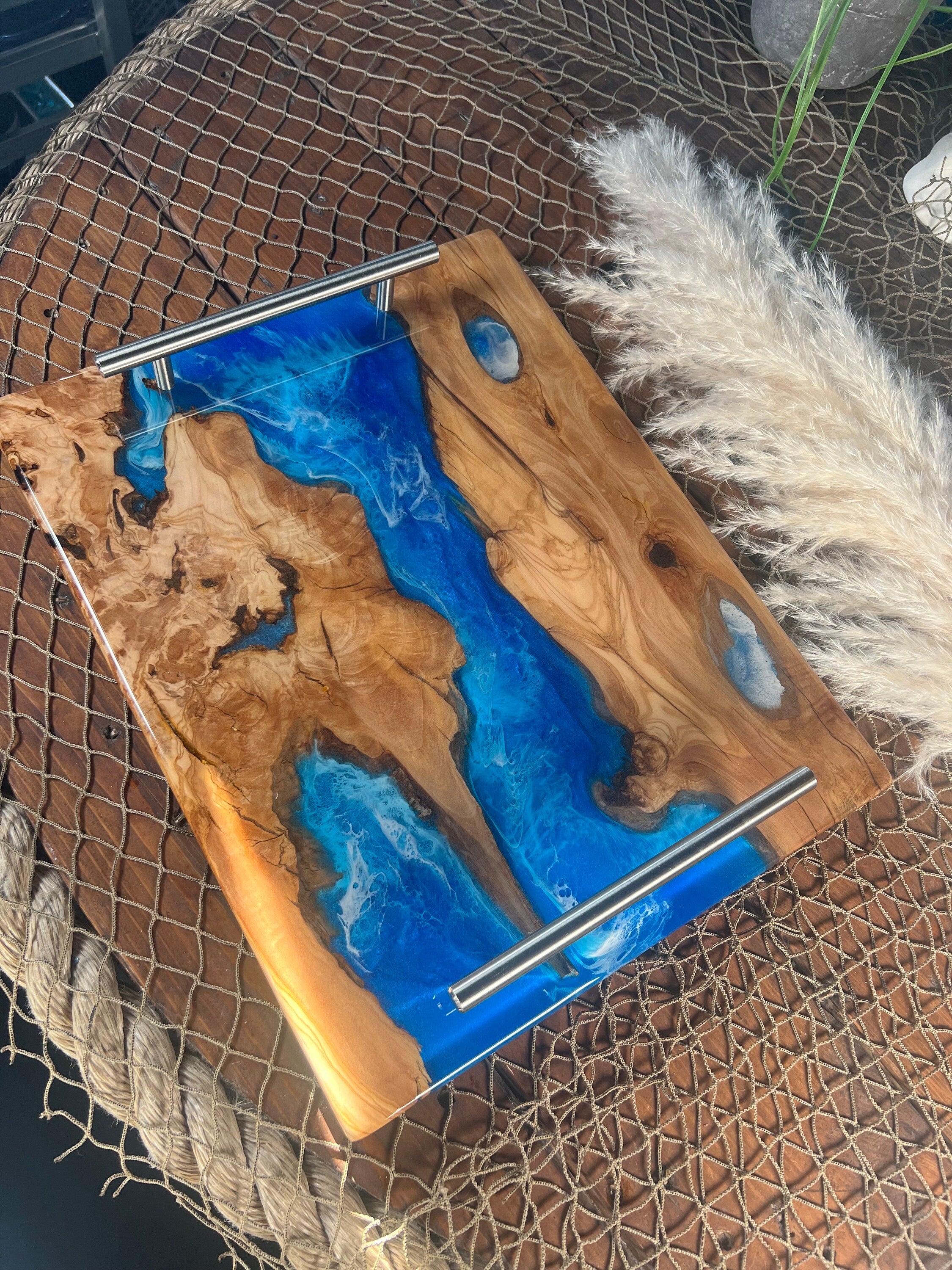 Resin tray, charcuterie board, buy ocean wave tray, display tray