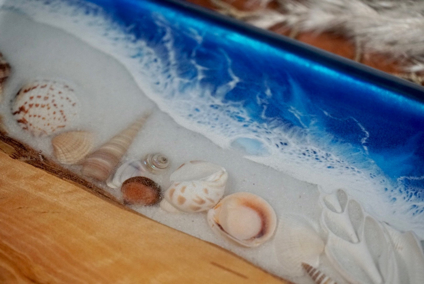 Tropical Ocean Sea Shell Epoxy Resin Charcuterie Board/Serving Platter