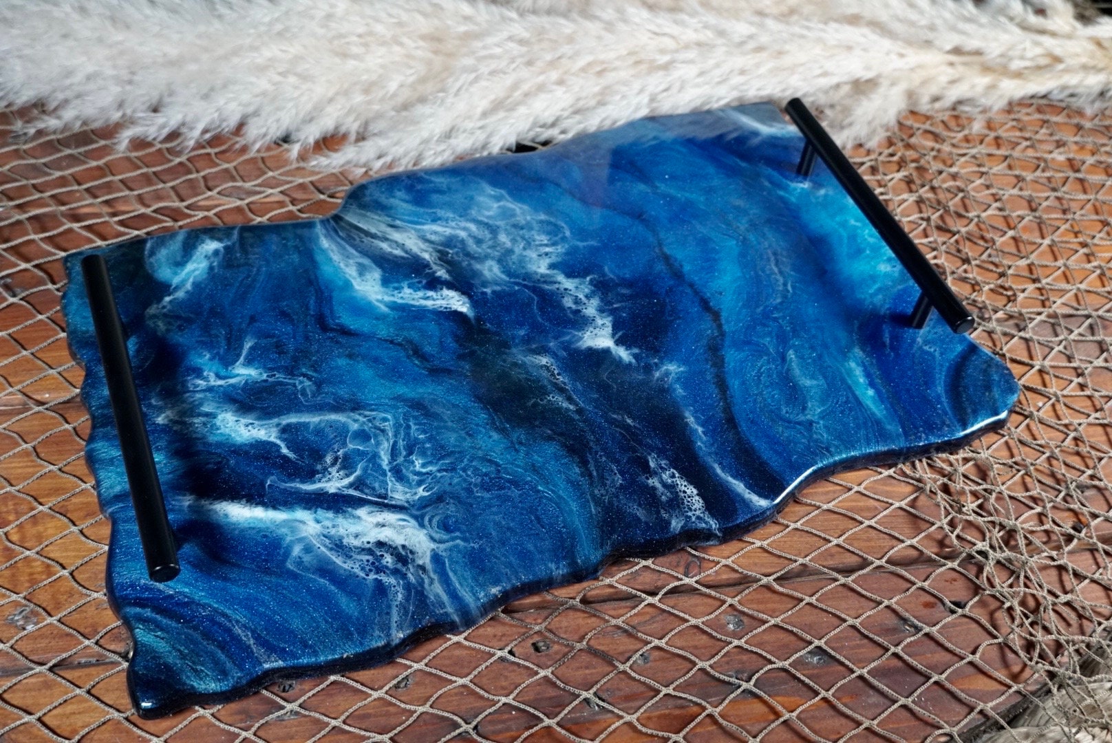 Blue Marble Resin Serving Tray, Charcuterie Board