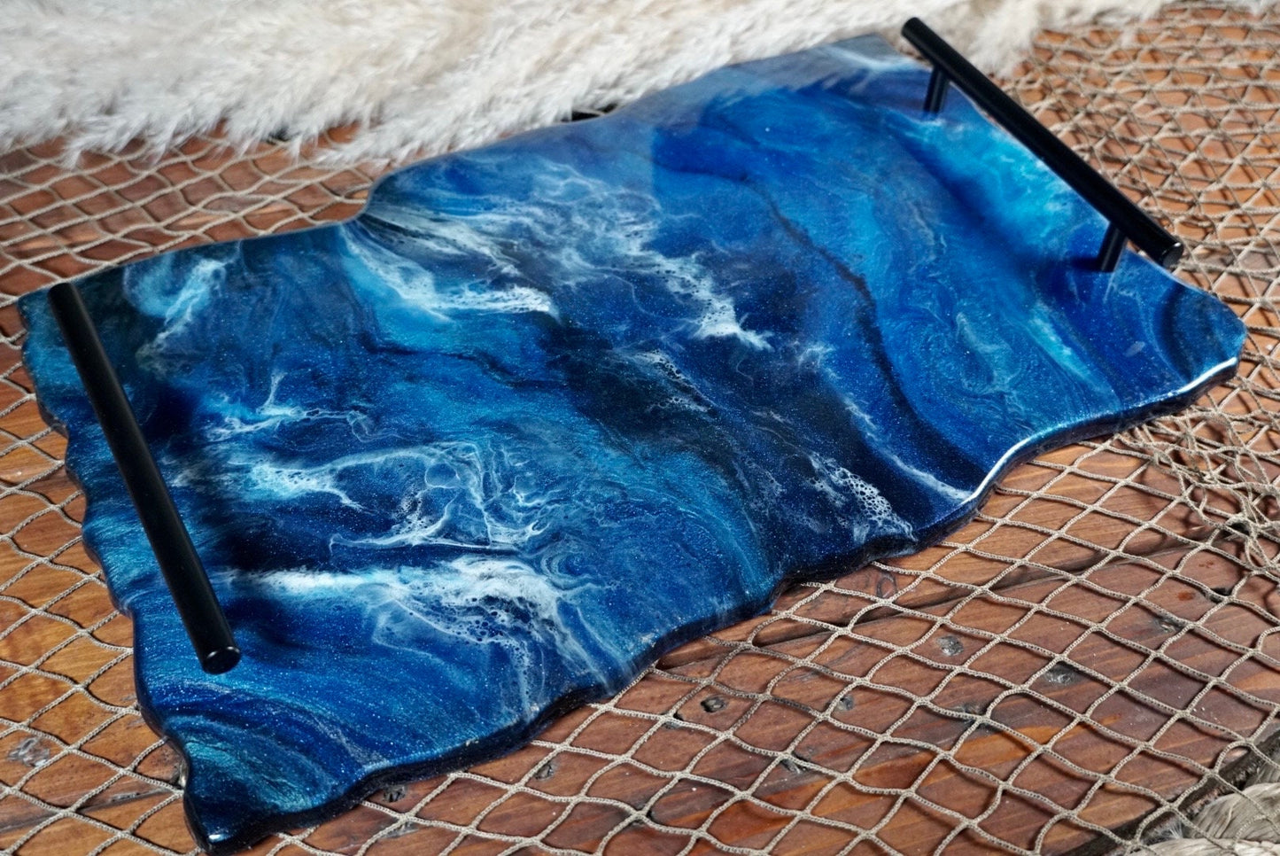 Blue Marble Resin Serving Tray, Charcuterie Board
