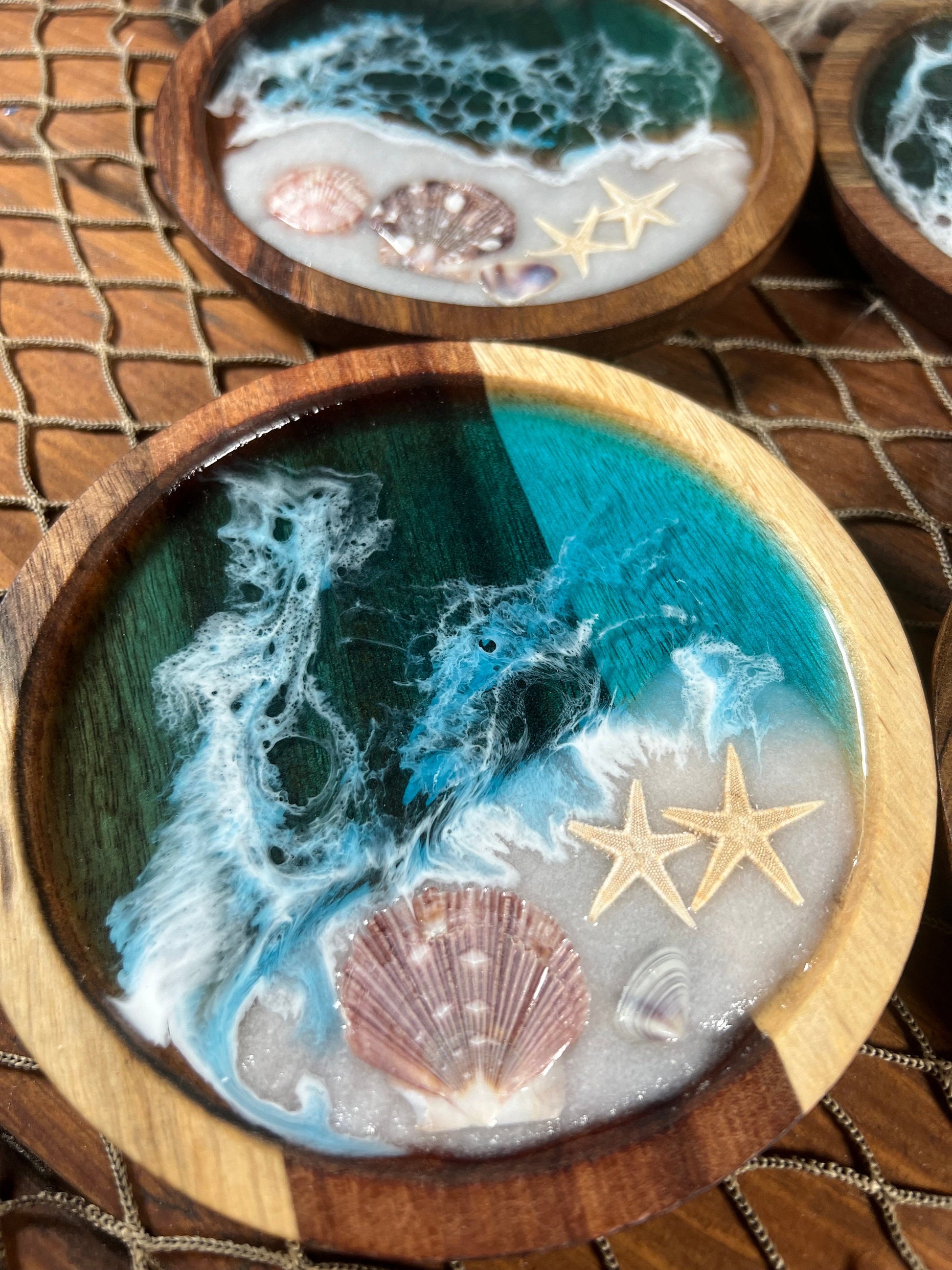 Ocean waves trinket / jewelry catch all / Wall art