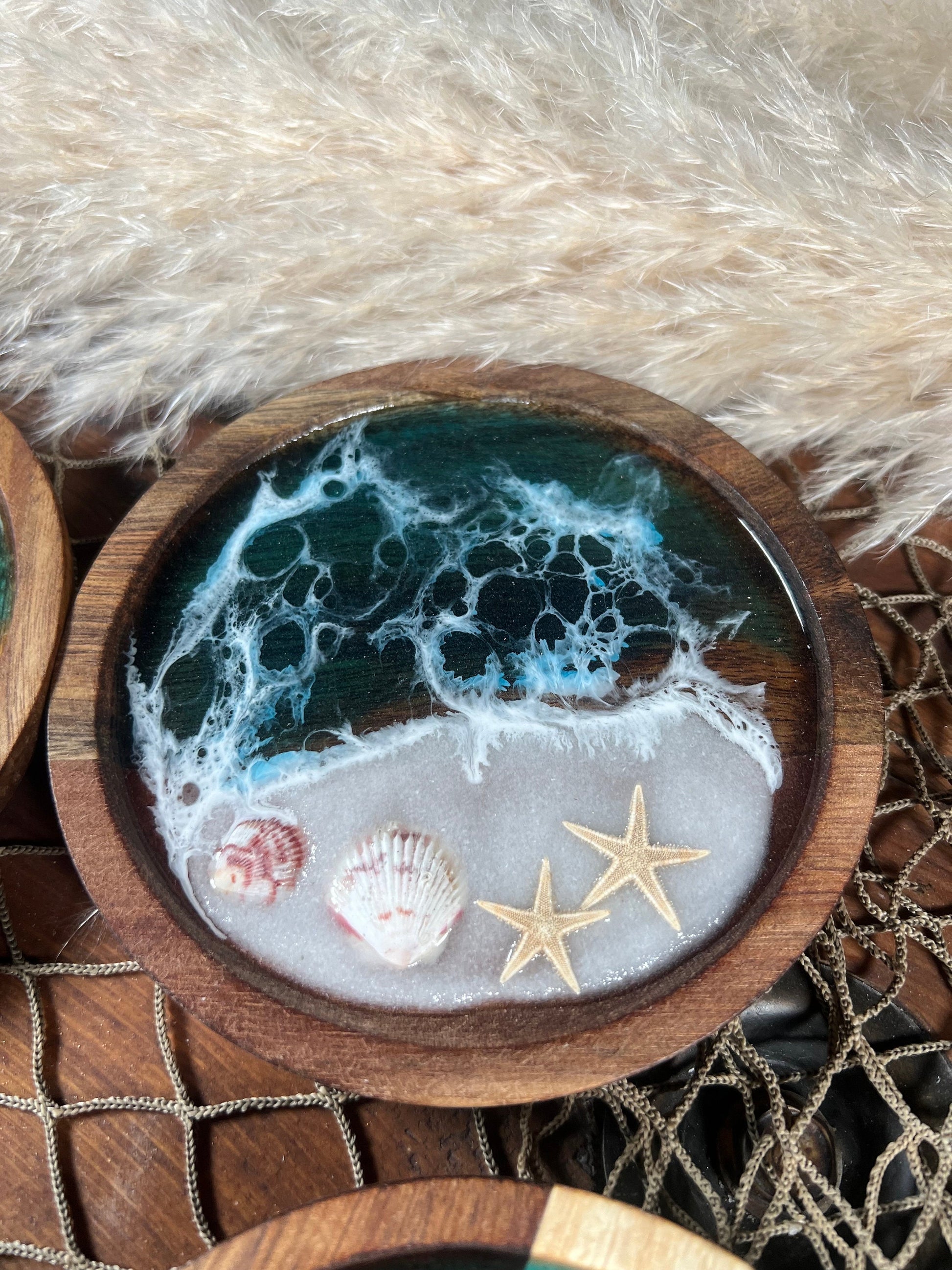 Ocean waves trinket / jewelry catch all / Wall art