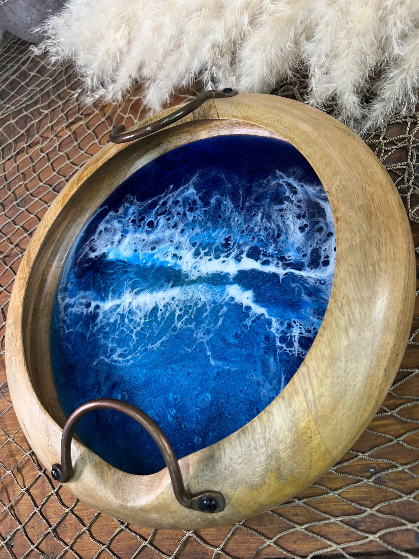 Ocean Waves Wooden Bowl