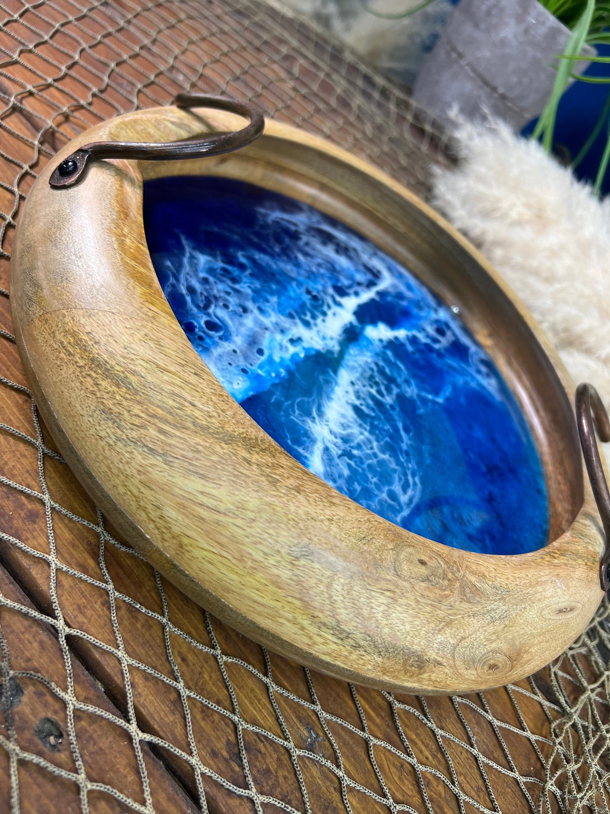 Ocean Waves Wooden Bowl