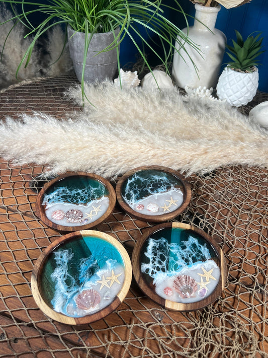 Ocean waves trinket / jewelry catch all / Wall art