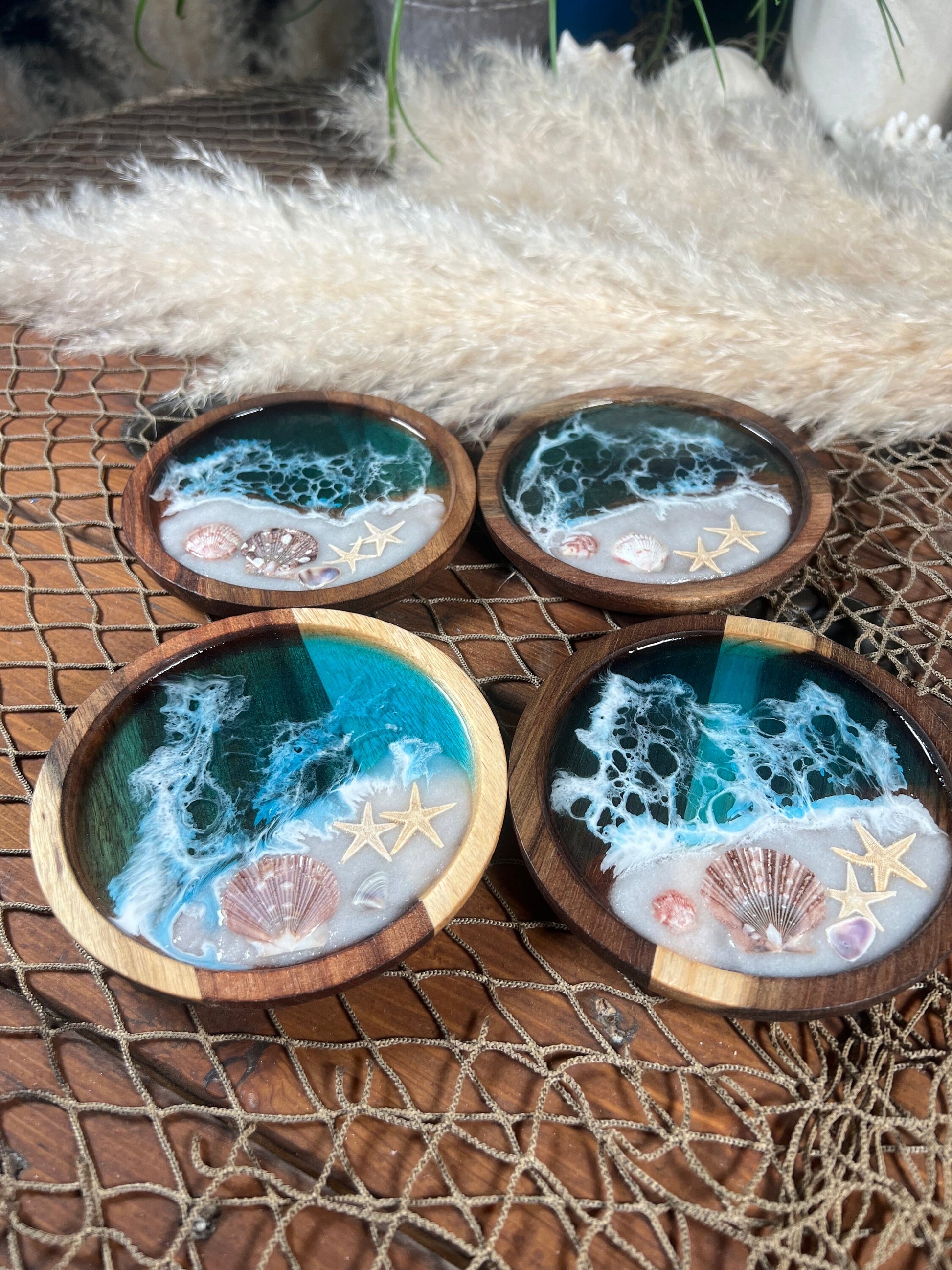 Ocean waves trinket / jewelry catch all / Wall art