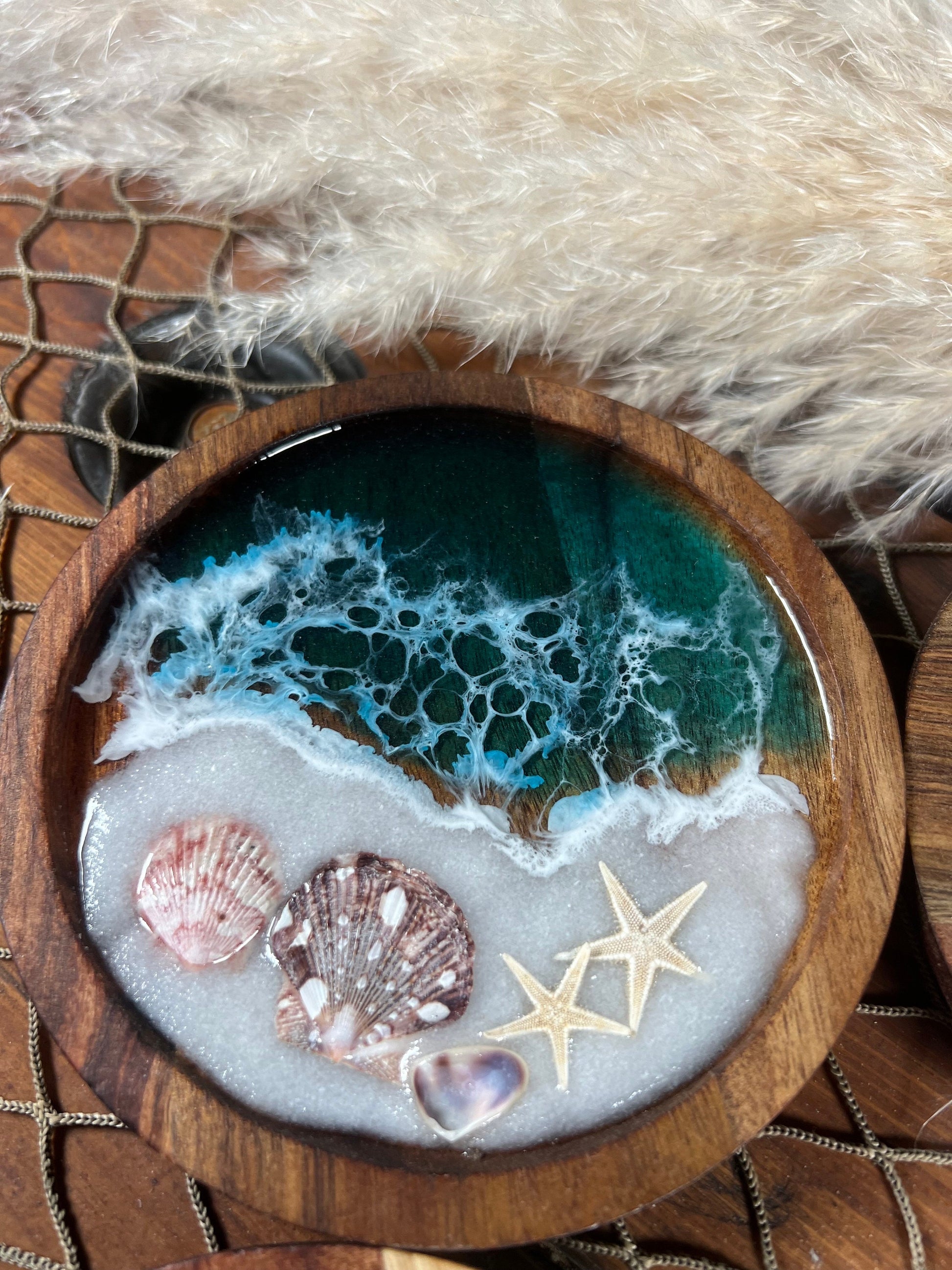 Ocean waves trinket / jewelry catch all / Wall art