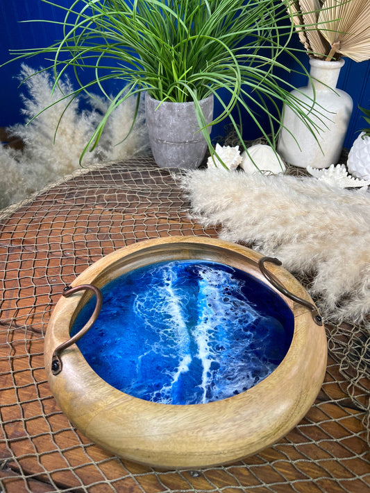 Ocean Waves Wooden Bowl