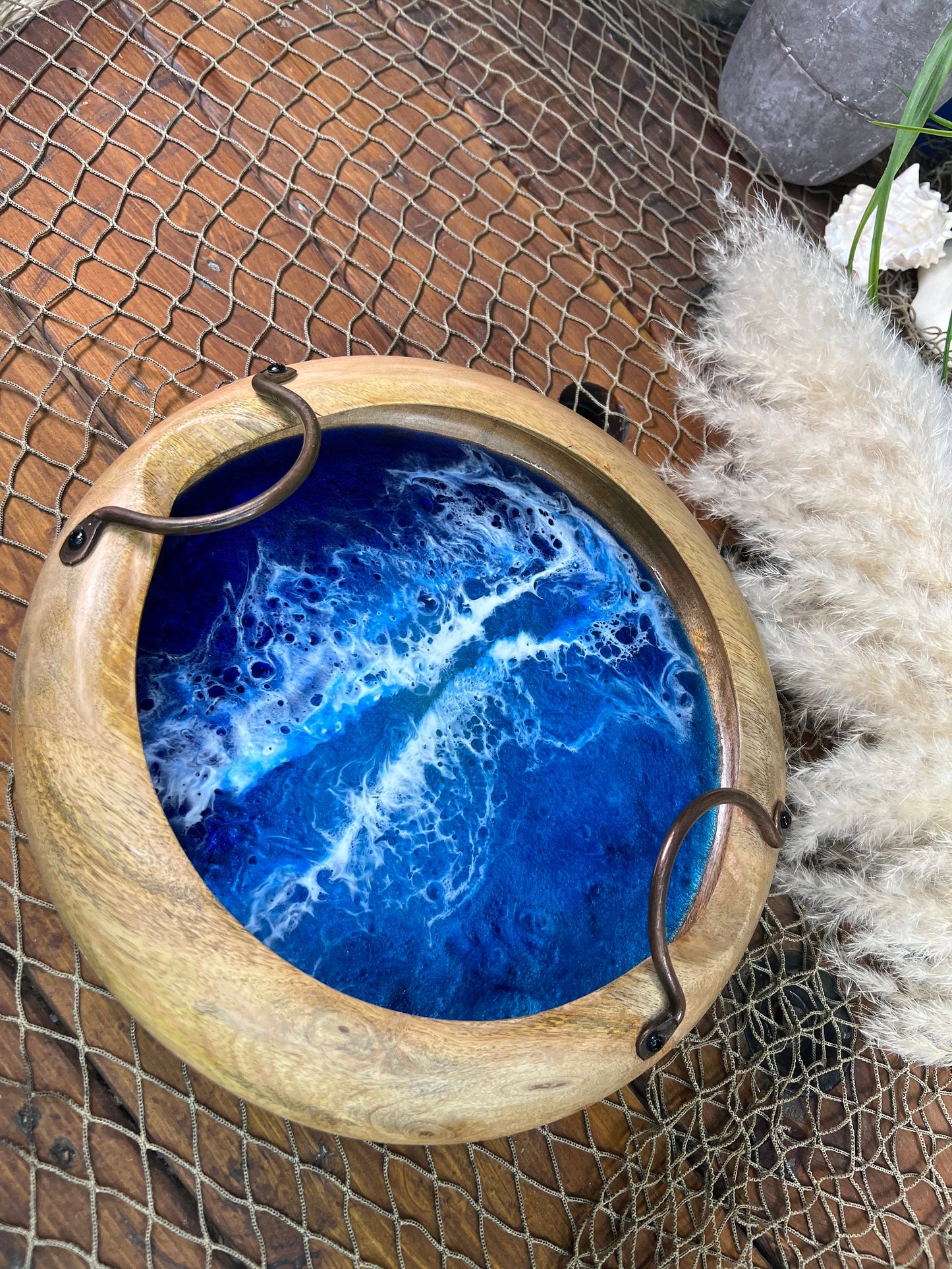 Ocean Waves Wooden Bowl