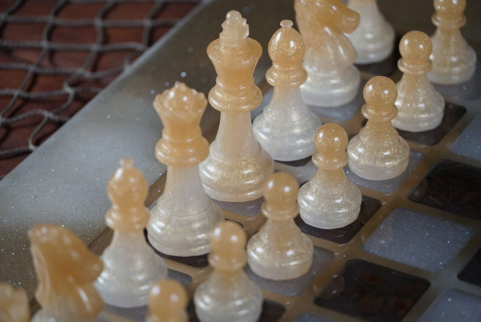 Gold and White Coffee Chess Board Set