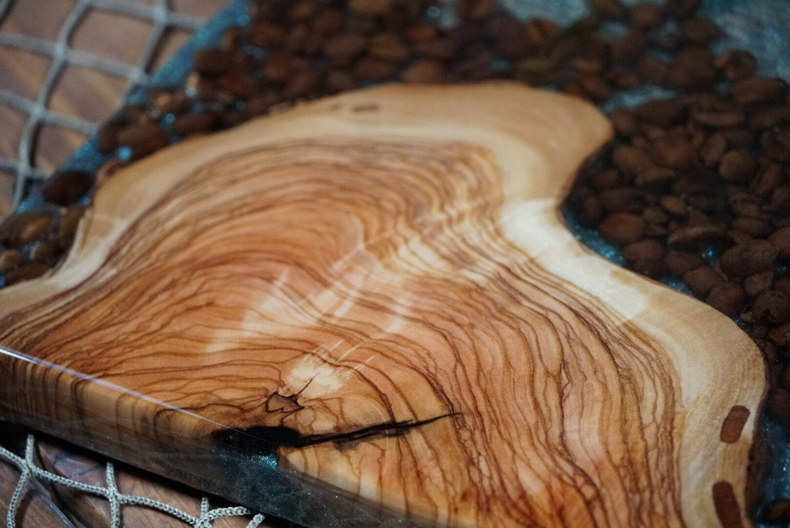 Coffee Bean and Olive wood Serving Tray, Charcuterie Board