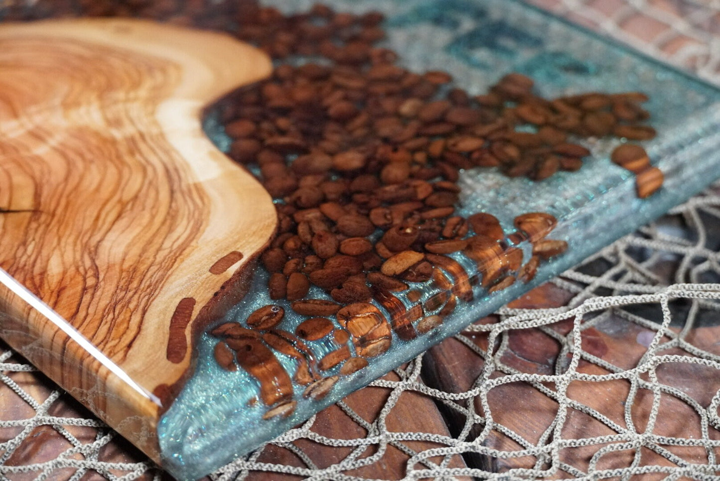 Coffee Bean and Olive wood Serving Tray, Charcuterie Board