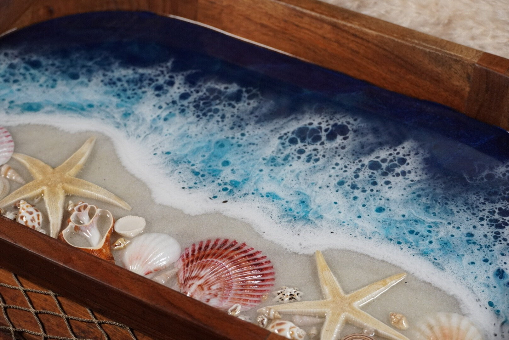Ocean Waves Oval Serving Tray with Handles