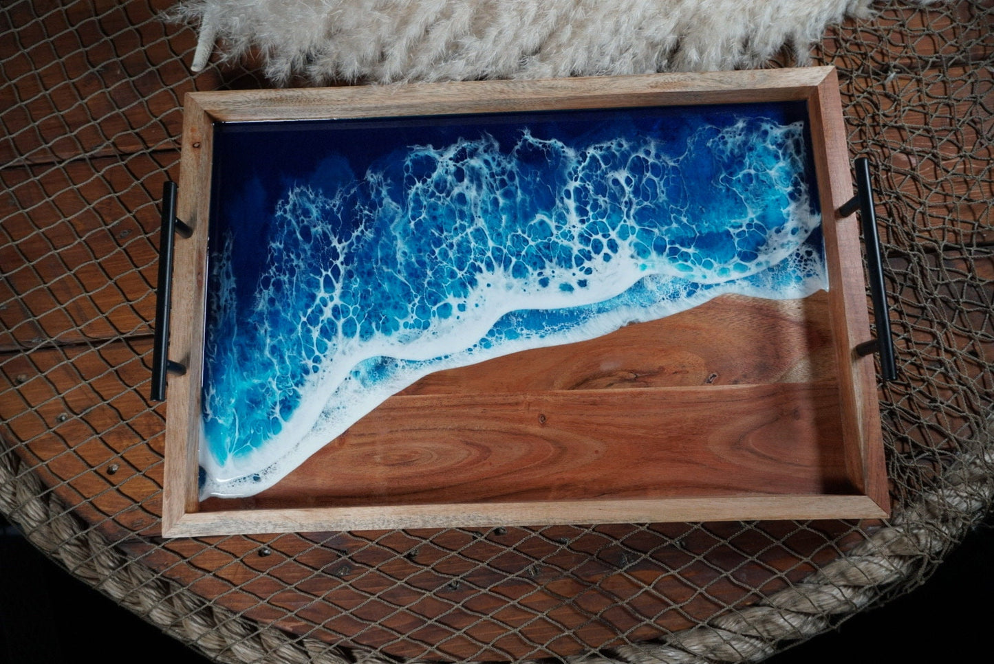 Ocean Waves wooden Serving Tray