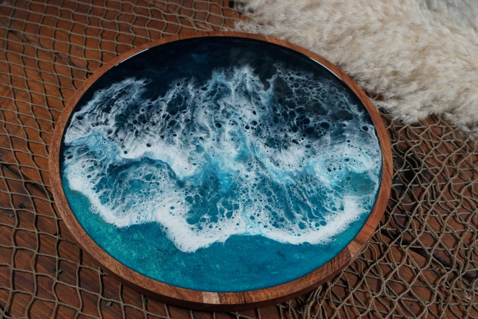 Ocean Waves wooden Serving Tray