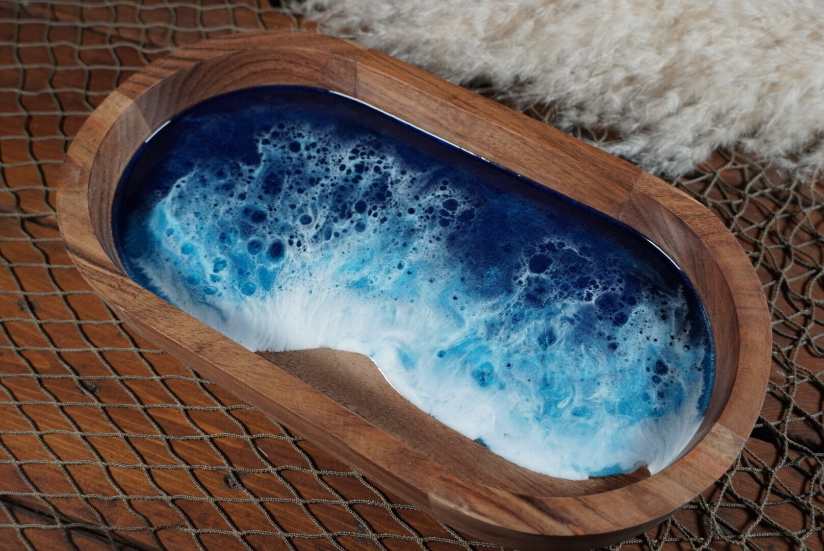 Ocean Waves Oval Serving Tray