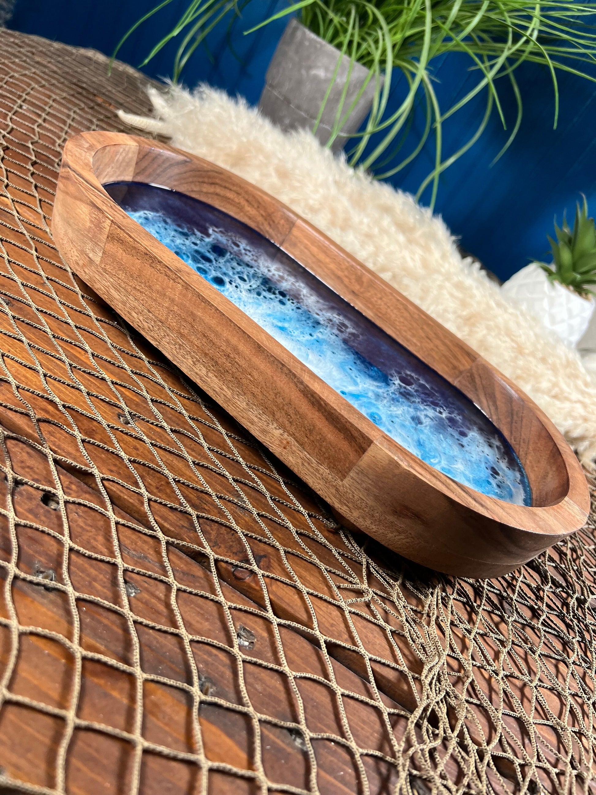 Ocean Waves Oval Serving Tray