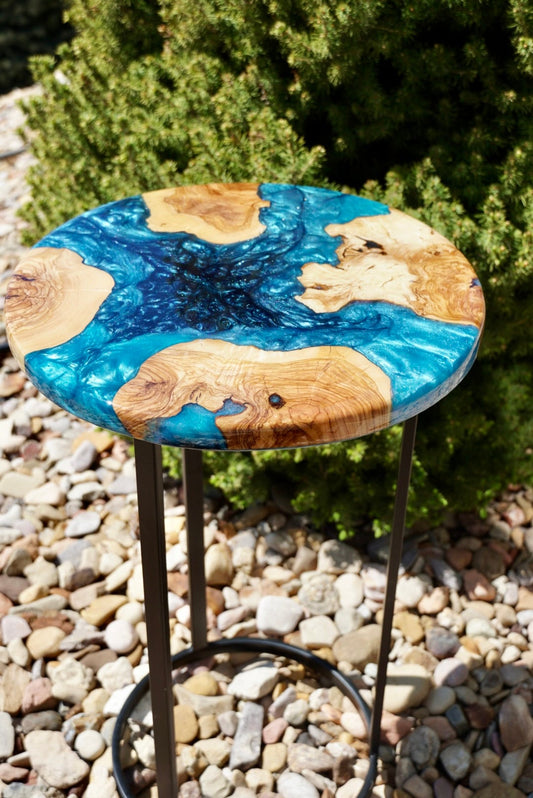 Deep Blue Accent Table, Side Table, End Table