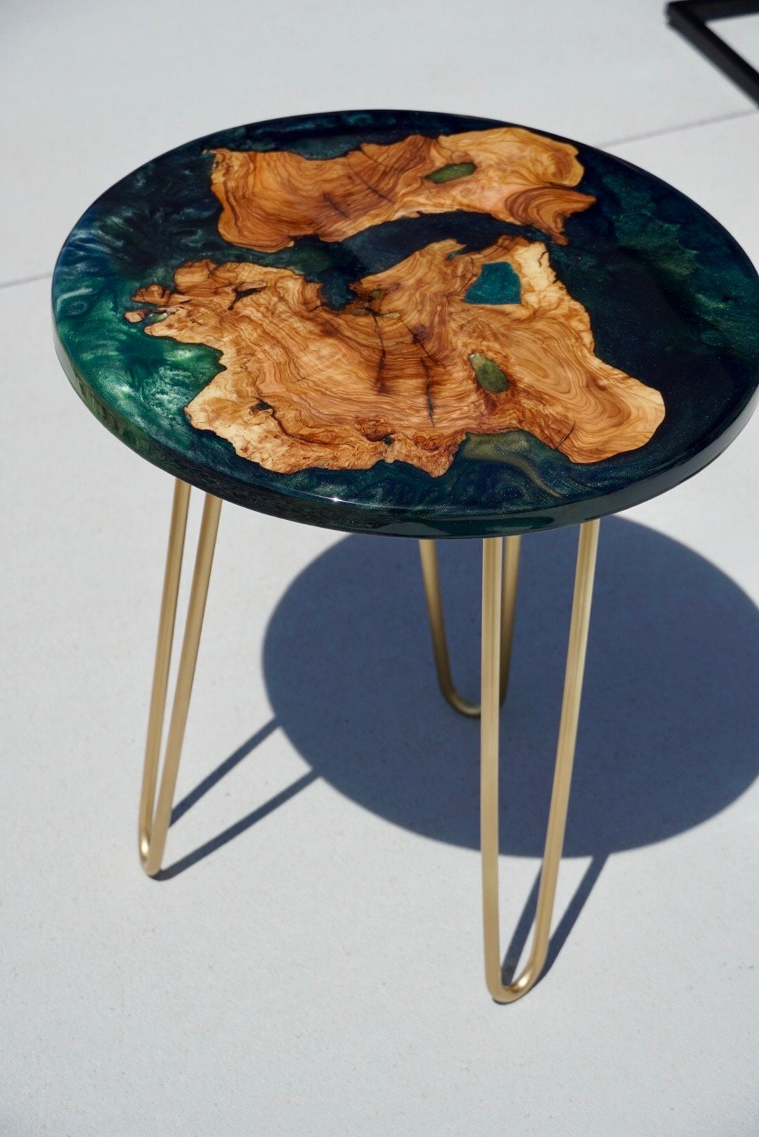 Shades of Emerald and Green Accent Table, Side Table, End Table