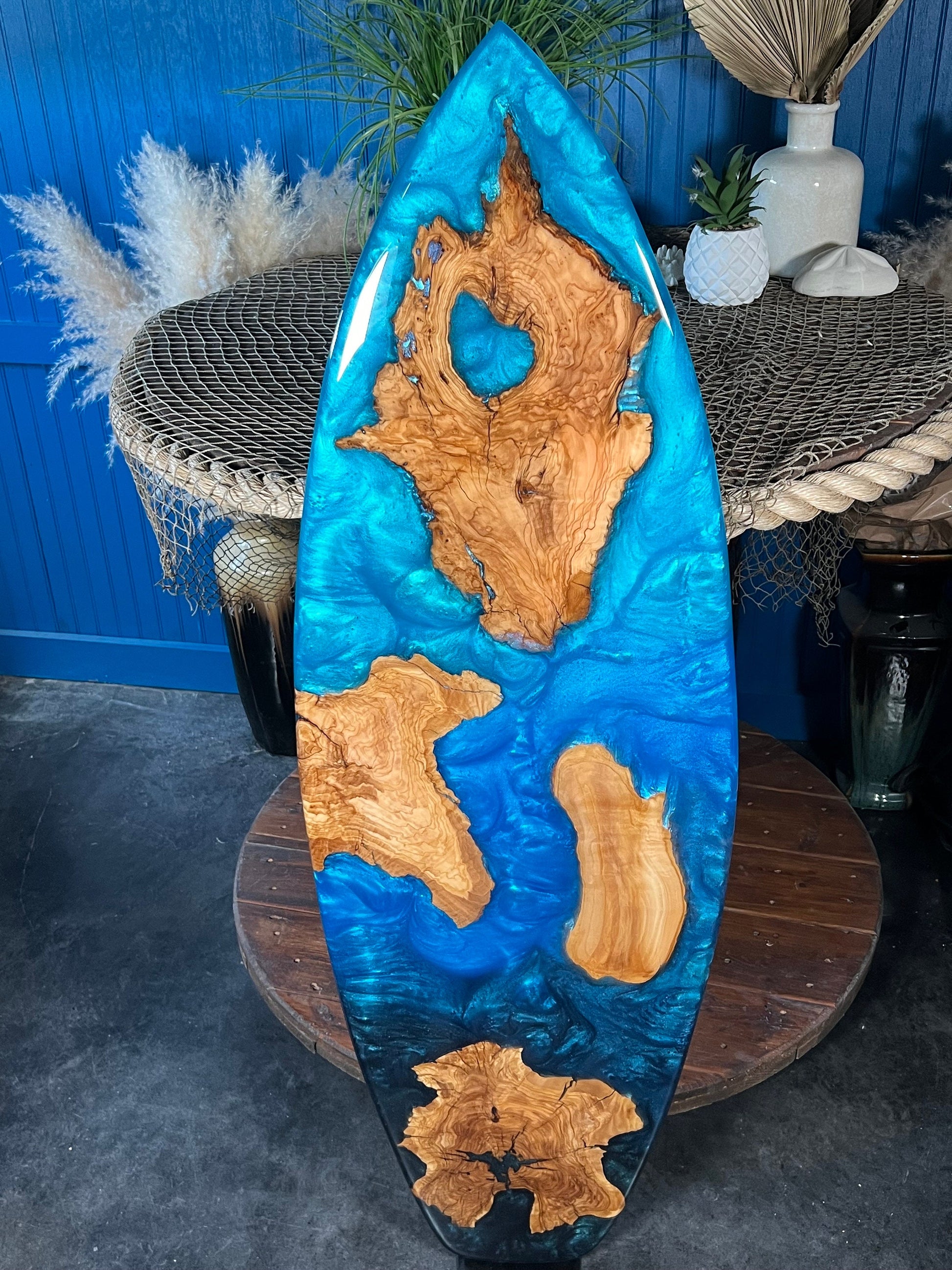 Turquoise and Blue Surfboard
