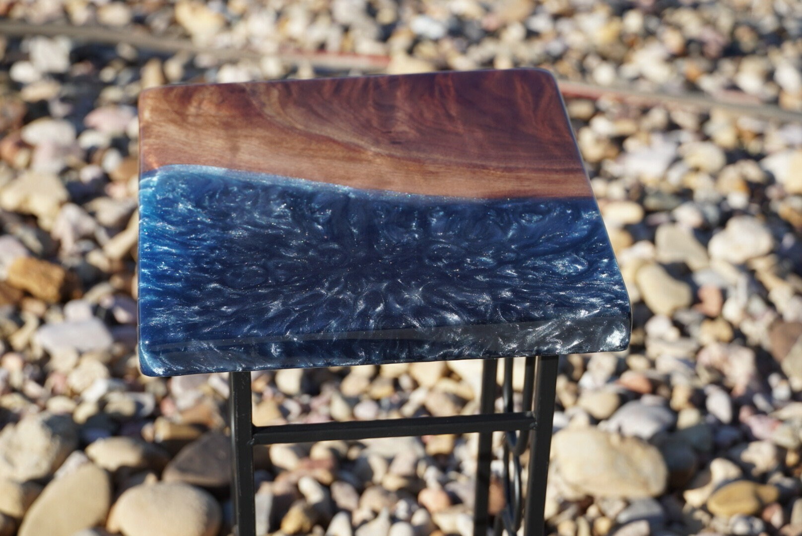Blue Steel Accent Table, Side Table, End Table