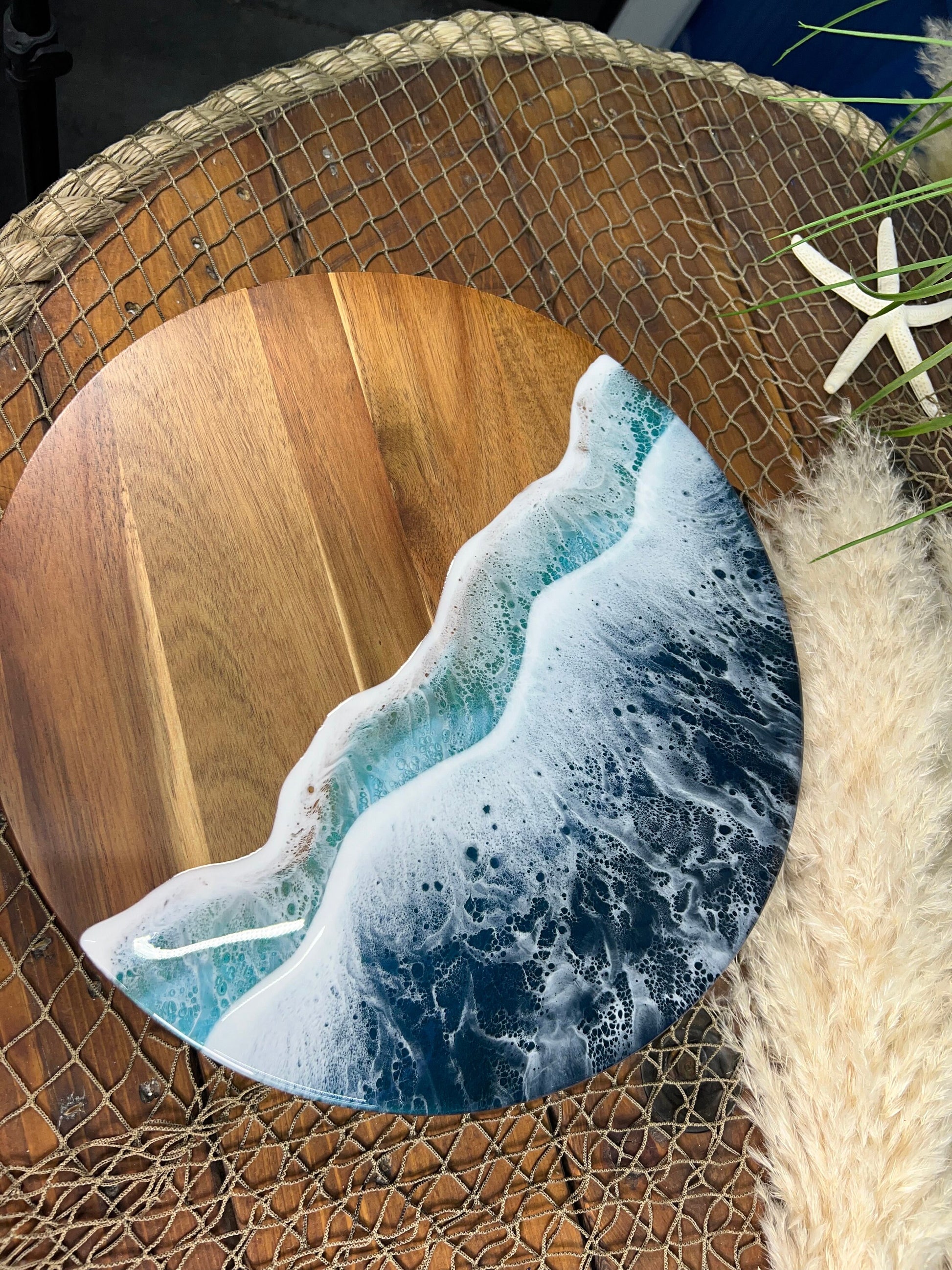 Turquoise Ocean Waves Lazy Susan