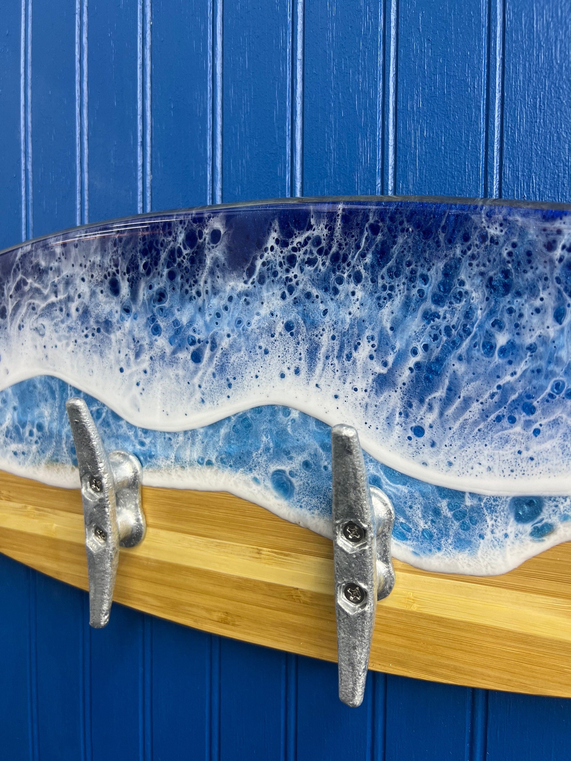 Ocean Waves Resin Surfboard coat or towel hanger