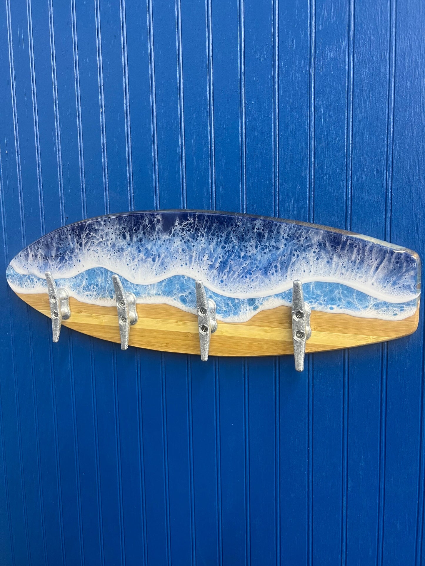 Ocean Waves Resin Surfboard coat or towel hanger