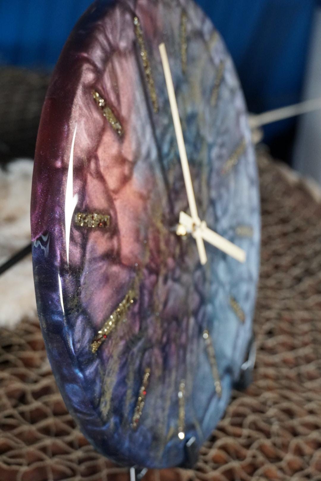 Blue and purple marble 12” Clock