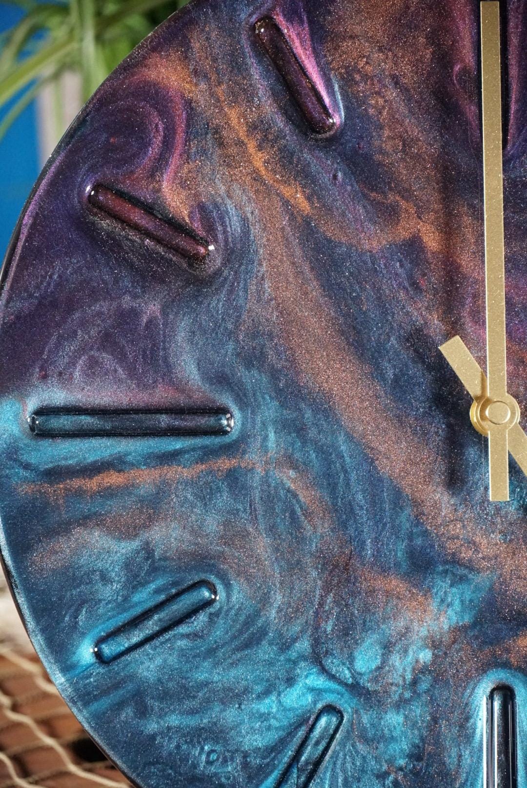 Blue and purple marble 12” Clock