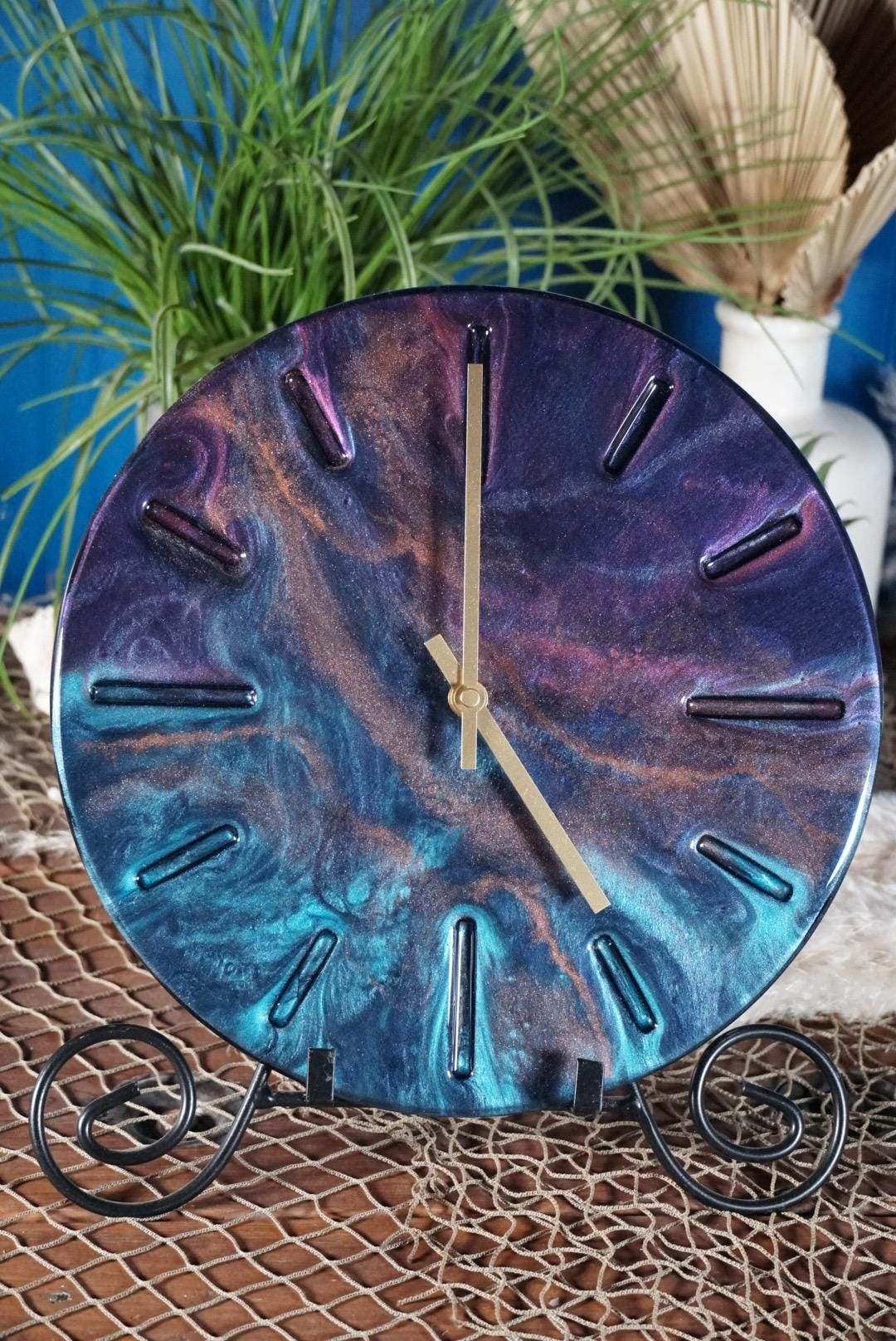 Blue and purple marble 12” Clock