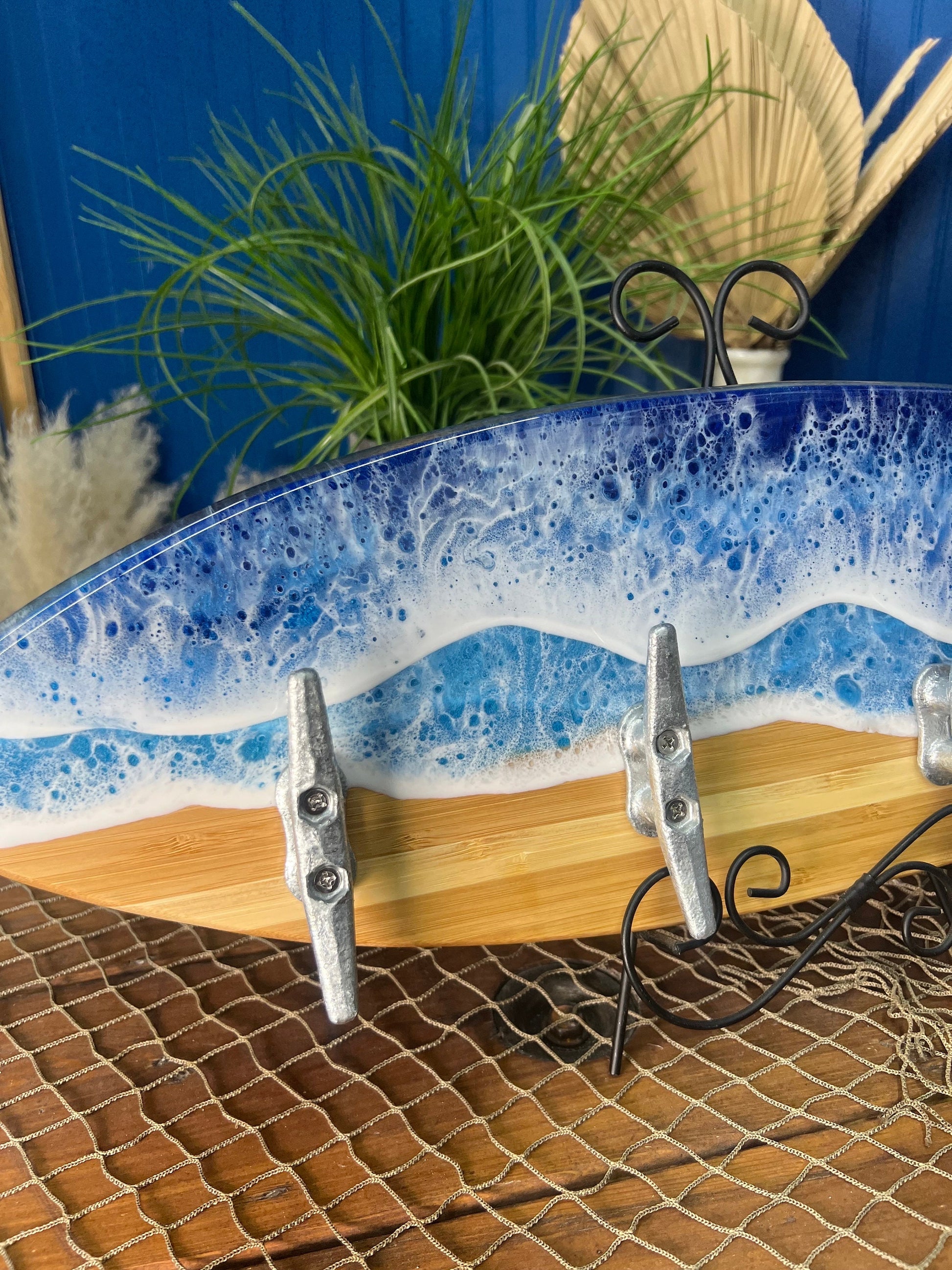 Ocean Waves Resin Surfboard coat or towel hanger