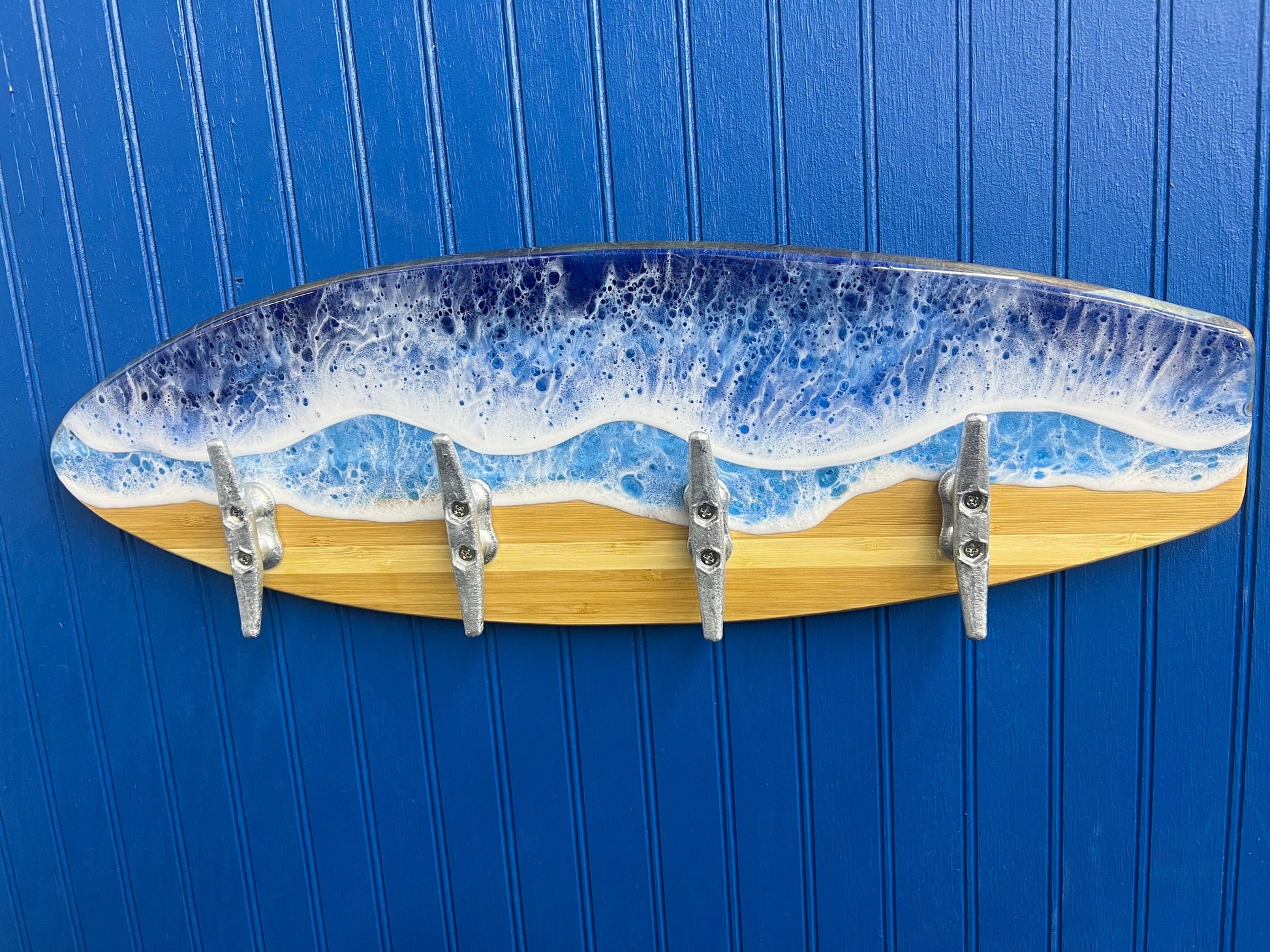 Ocean Waves Resin Surfboard coat or towel hanger