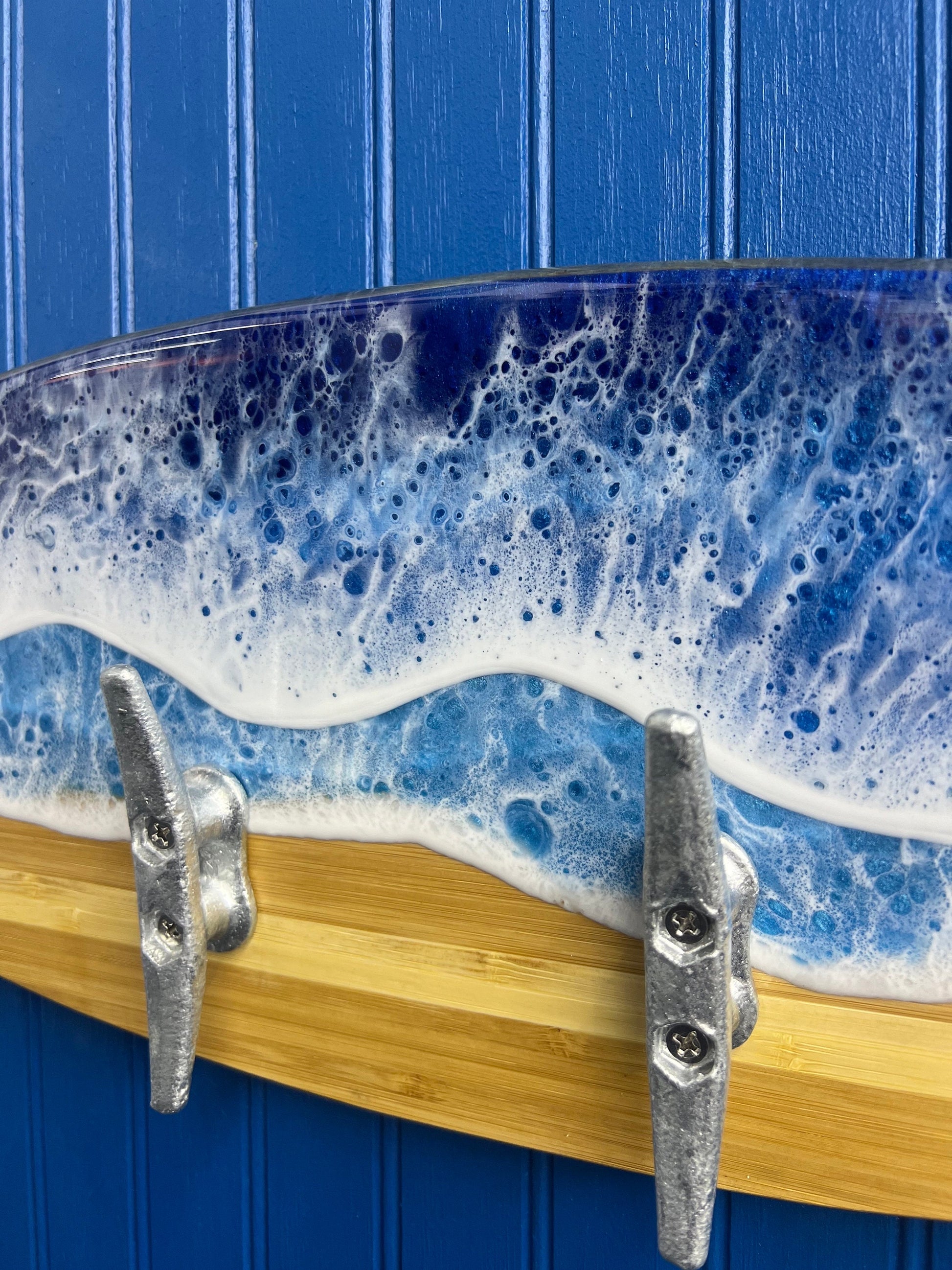 Ocean Waves Resin Surfboard coat or towel hanger