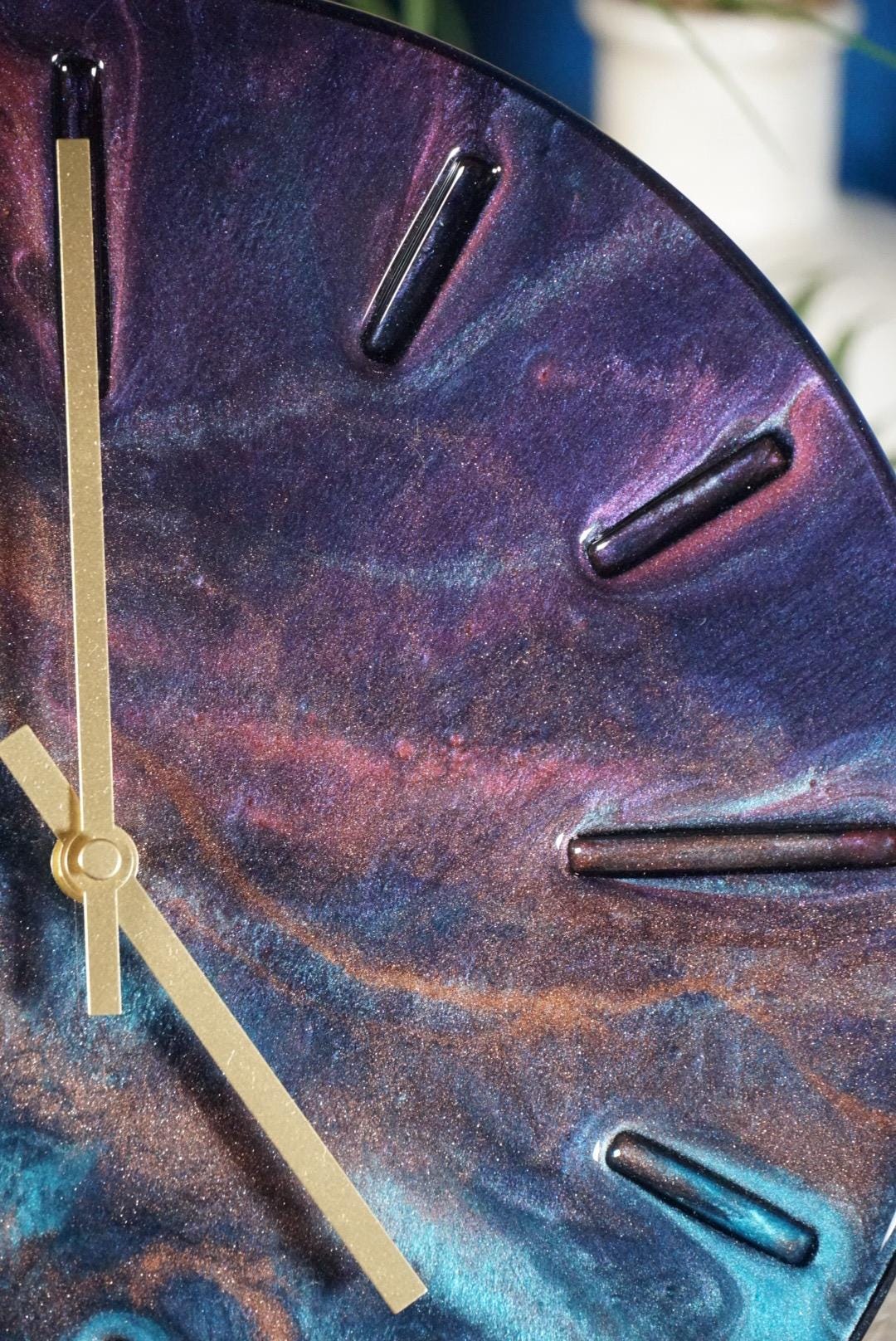 Blue and purple marble 12” Clock