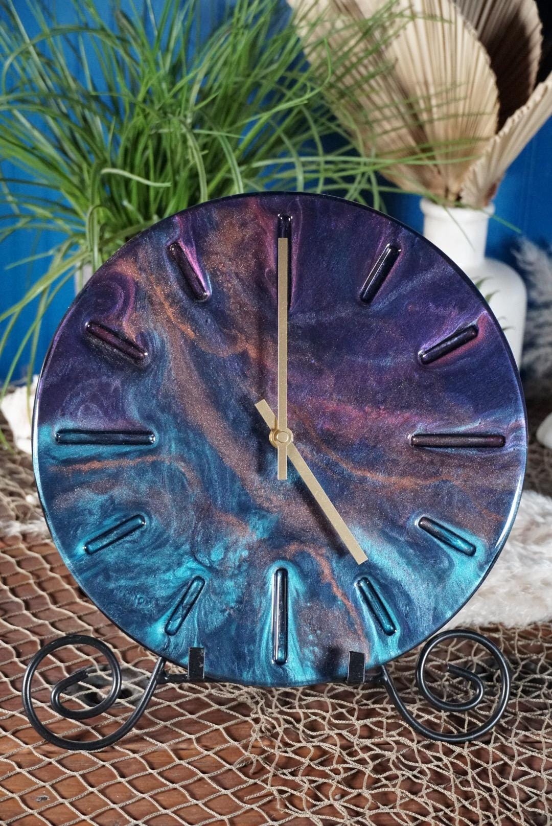 Blue and purple marble 12” Clock